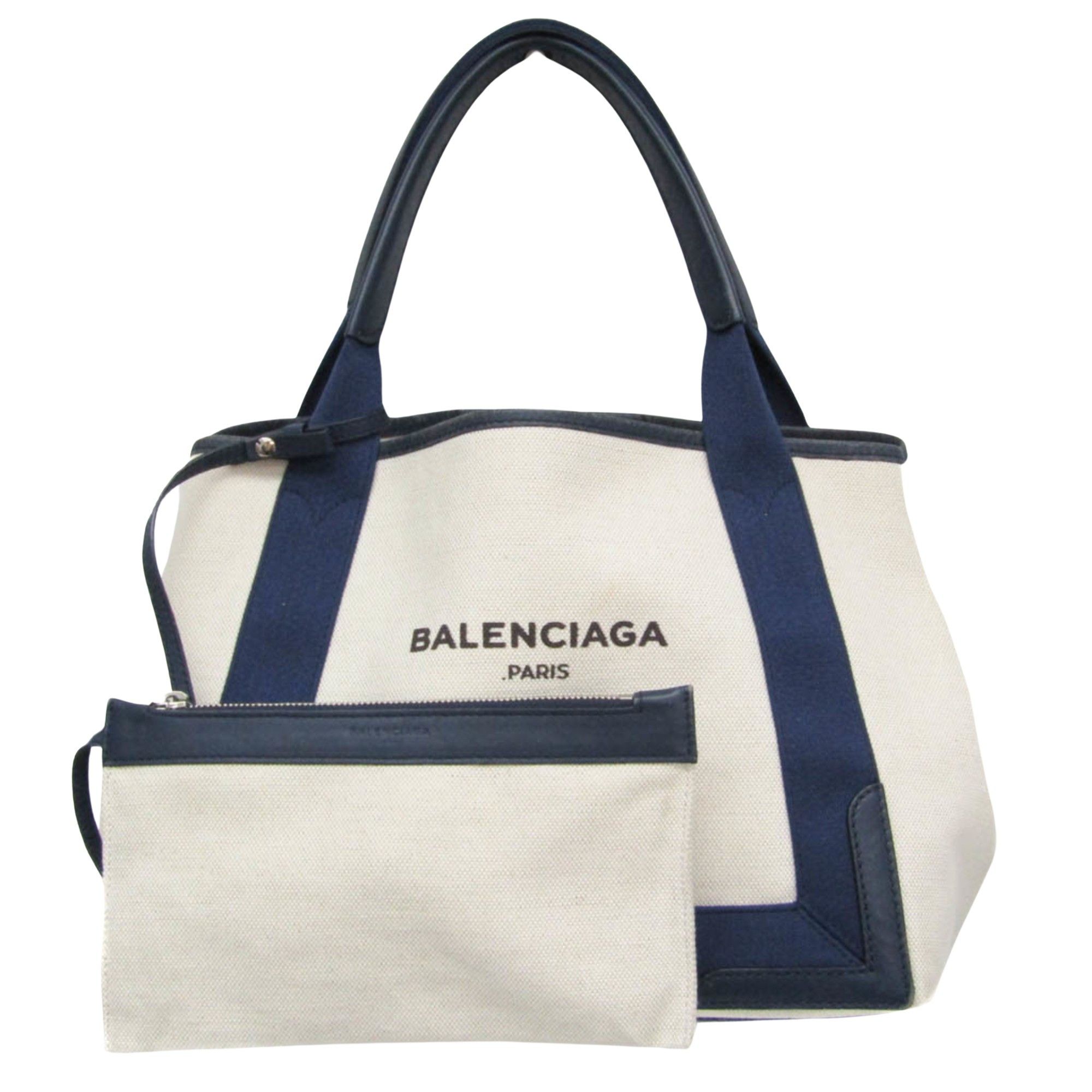 Balenciaga Navy Cabas White Canvas Handbag (Pre-Owned) Size ONE SIZE - 1 Thumbnail