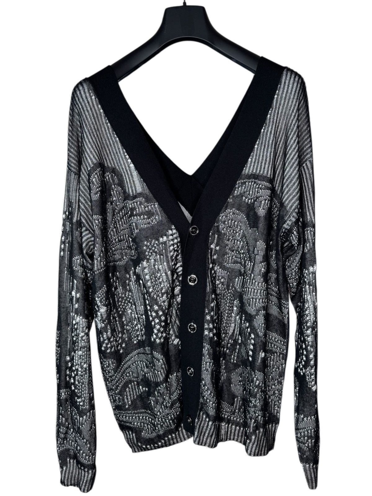 Versace Versace black drop-stitch cotton open-knit cardigan Size US M / EU 48-50 / 2 - 1 Thumbnail