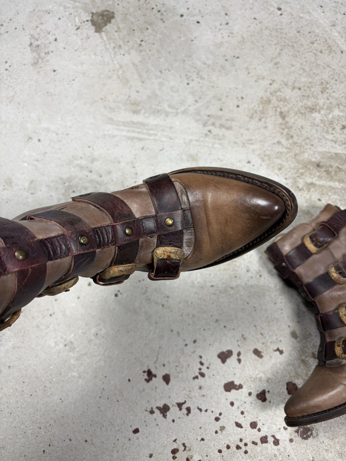 FREEBIRD Freebird by Steven Tate Stone Ankle Boots Buckle Leather Size US 7 / IT 37 - 5 Thumbnail