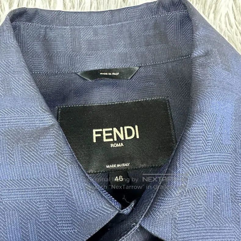 Fendi Fendi Blue Patterned Short Sleeve Shirt. Size US M / EU 48-50 / 2 - 3 Thumbnail