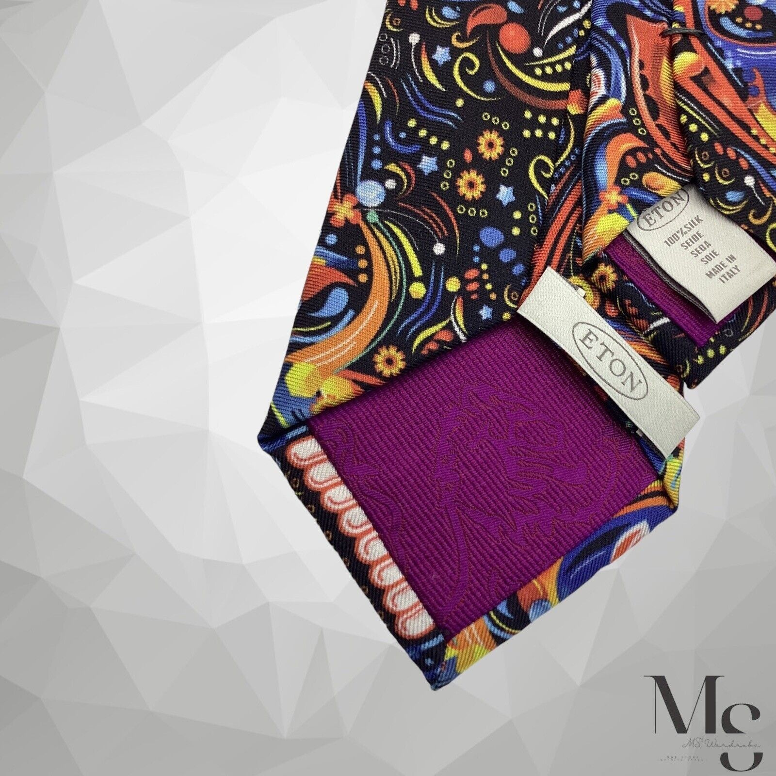Eton ETON Multicolor Art Print Luxury Silk Tie Made in Italy W: 2 Size ONE SIZE - 6 Thumbnail