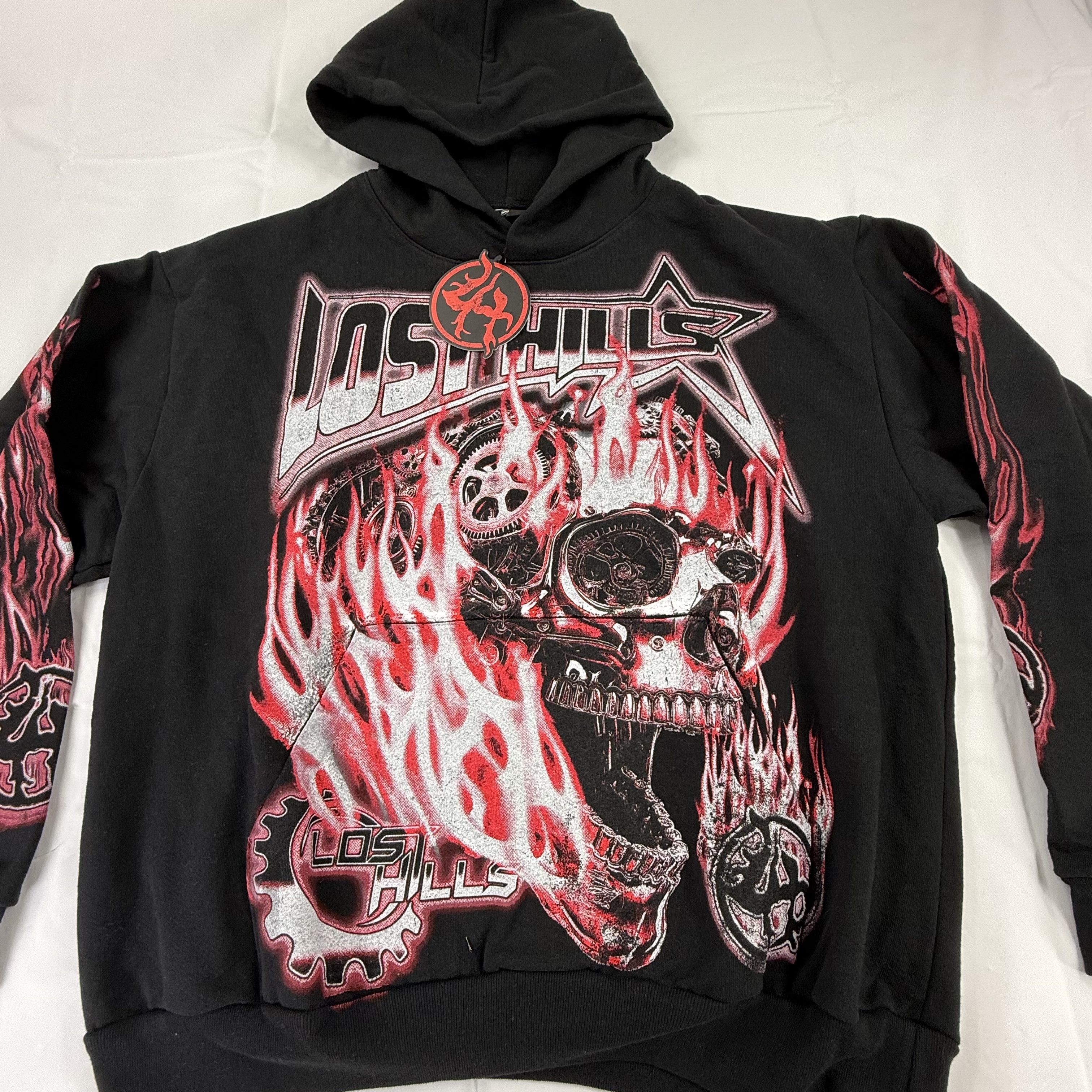 Lost hills Lost Hills Black Flaming Skull Graphic Hoodie Mens XL Size US XL / EU 56 / 4 - 2 Thumbnail