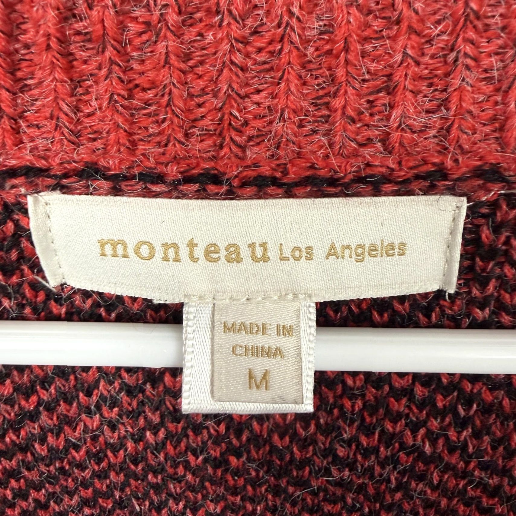 Vintage Monteau Cardigan Sweater Womens M Red Black Buffalo Plaid Open Front Cabincore NYC? Size M / US 6-8 / IT 42-44 - 7 Thumbnail
