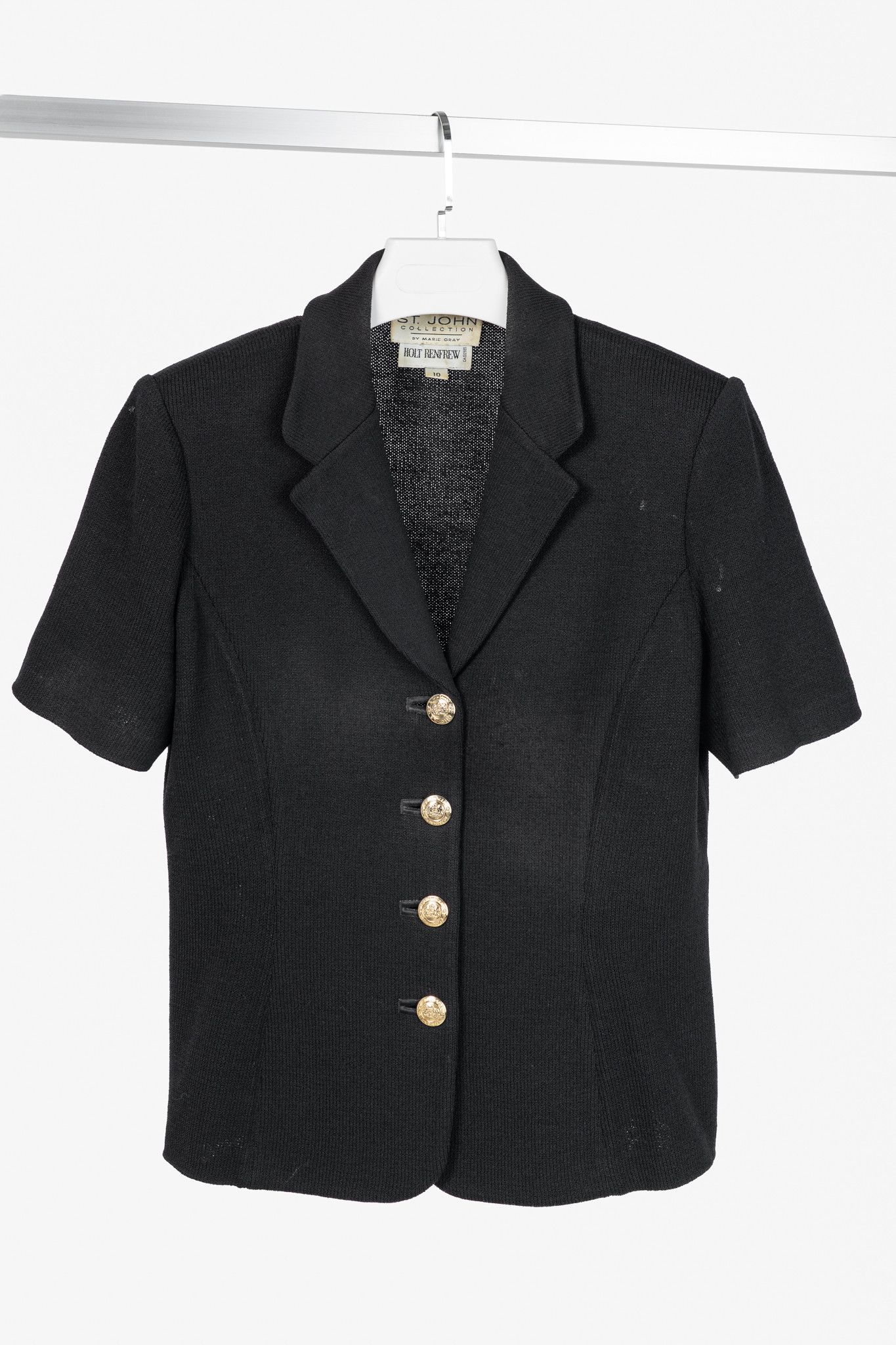 St. John St. John Collection Vintage Wool-Knit Short-Sleeve Blazer Size L / US 10 / IT 46 - 1 Thumbnail