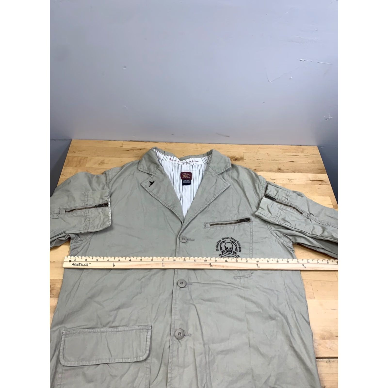 Billabong Billabong Shirt Jacket Womens M Tan Embroidered Skull Floral Y2K 11991 Size M / US 6-8 / IT 42-44 - 4 Thumbnail