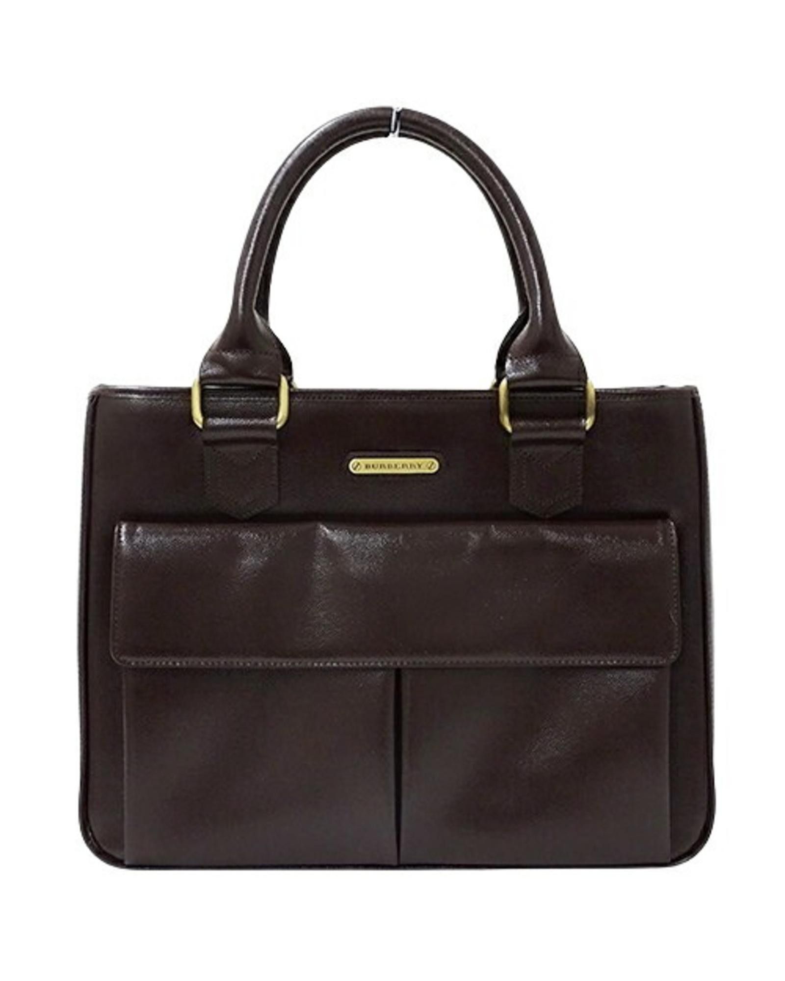 image of Burberry Sophisticated Brown Leather Handbag, Women's