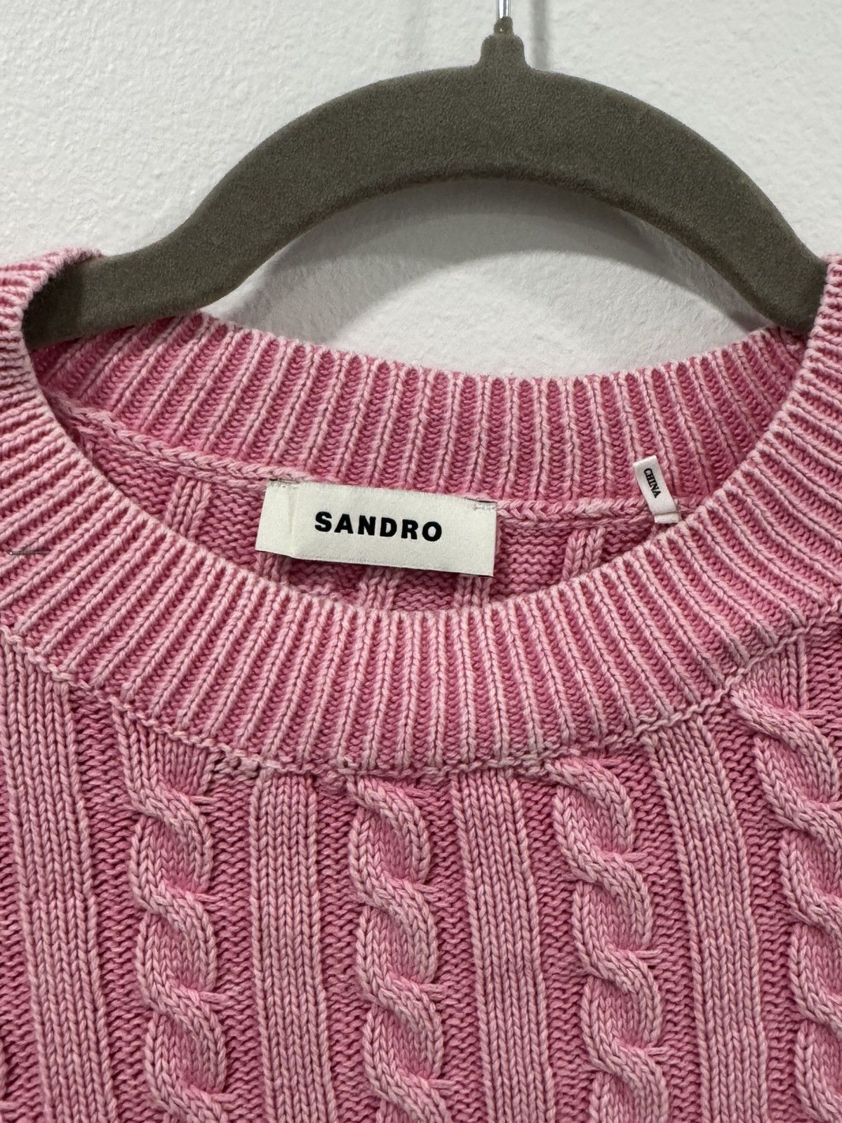 Sandro Sandro Leeloo Distressed Cable Knit Cropped Sweater Size XL / US 12-14 / IT 48-50 - 2 Thumbnail