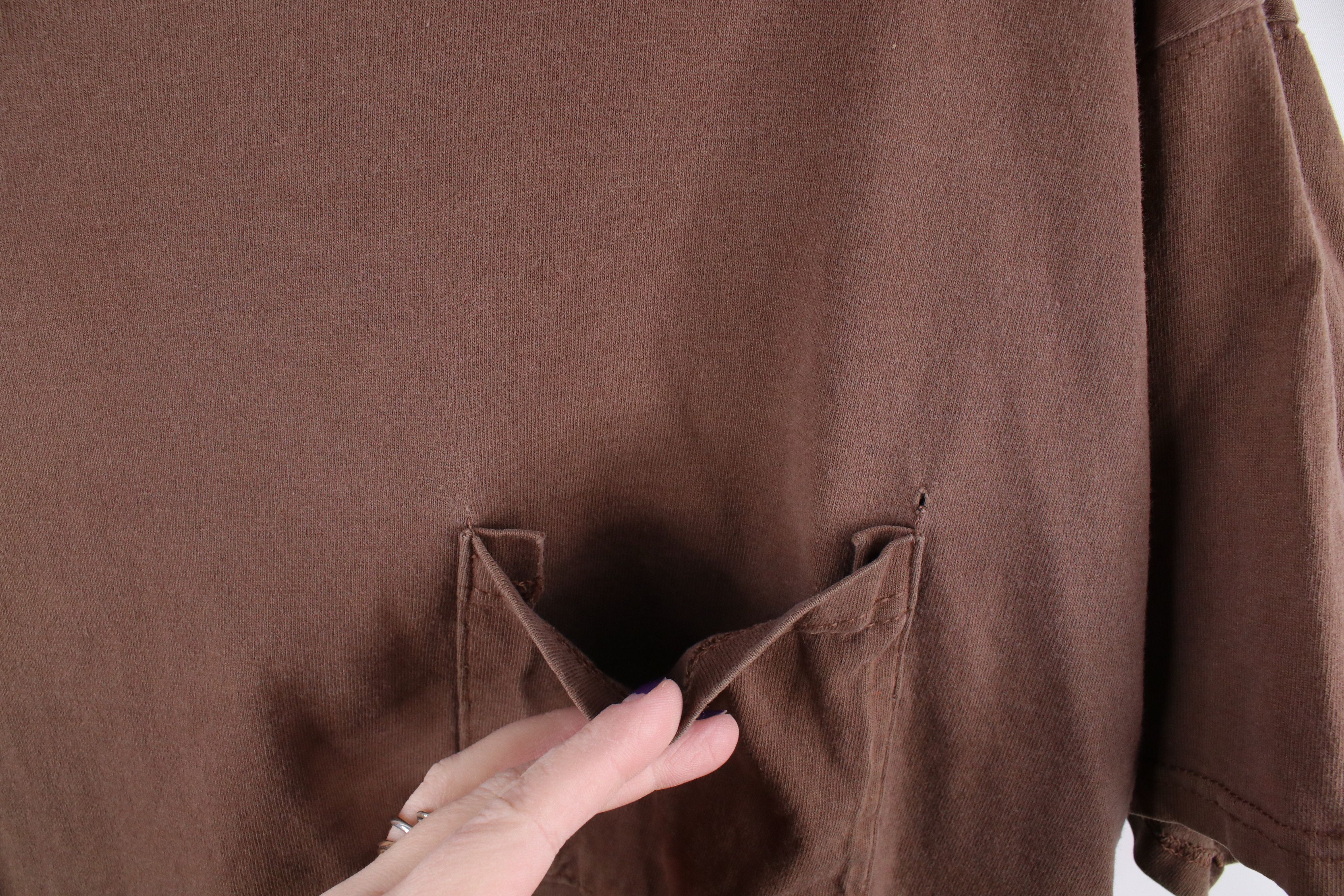 Vintage Vintage 90s Streetwear Blank Cotton Pocket T-Shirt Brown Size US XL / EU 56 / 4 - 6 Thumbnail