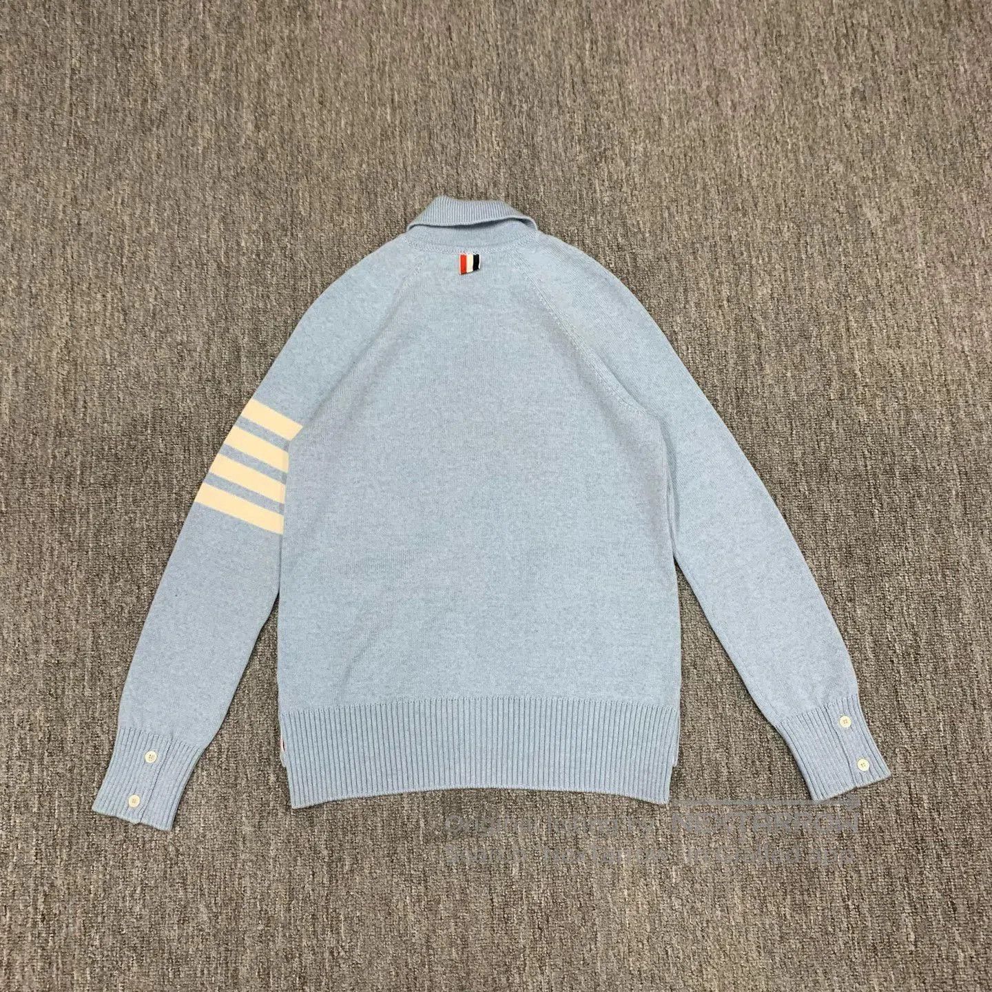 Thom Browne thom browne light blue striped wool cardigan. Size US S / EU 44-46 / 1 - 2 Thumbnail