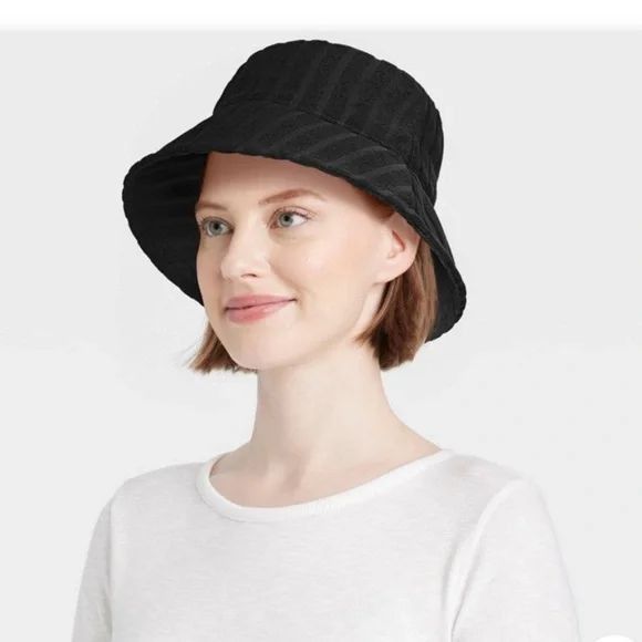 Other Shade & Shore striped black jacquard terry bucket hat Size ONE SIZE - 2 Thumbnail