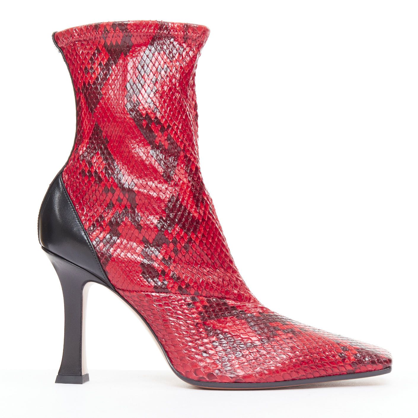 Celine OLD CELINE Phoebe Philo Madame Flared red soft scaled leather square toe ankle boots EU39 Size US 9 / IT 39 - 1 Thumbnail