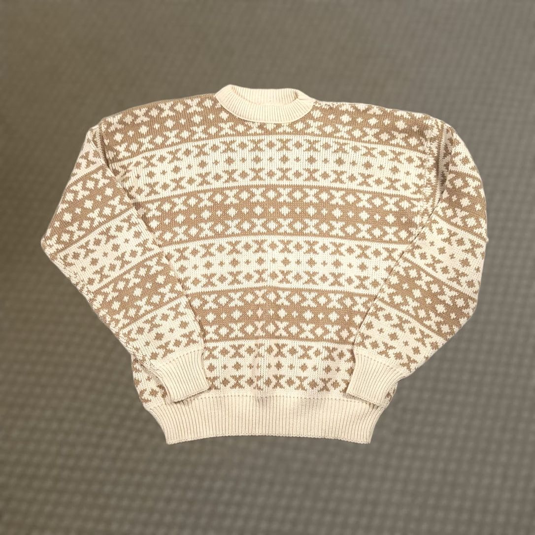 Vintage VINTAGE Oakton Amana Woolen Mill Sweater Geometric Pattern Size L Grandpa Crewneck Mens Pullover Beige Size US L / EU 52-54 / 3 - 1 Thumbnail