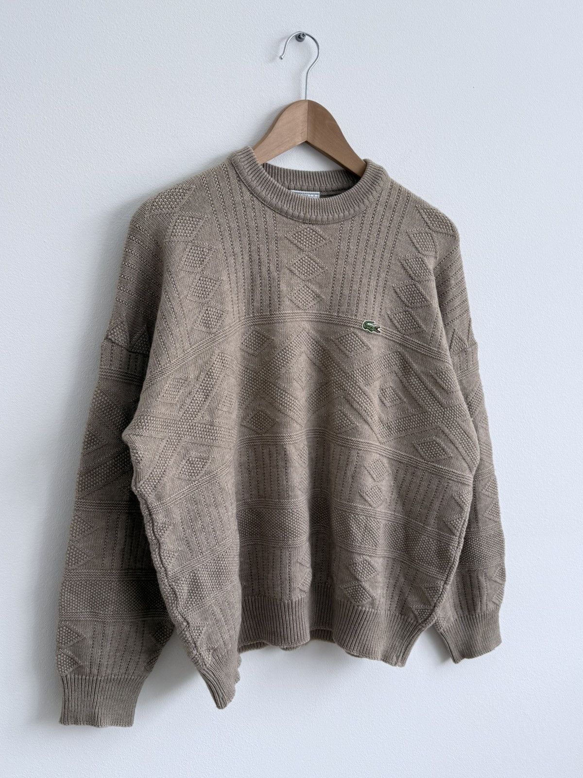 Lacoste Vintage 90s Lacoste Brown 3D Knit Sweater Size US L / EU 52-54 / 3 - 5 Thumbnail