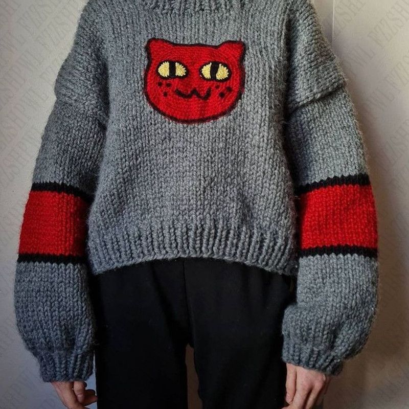 Cat Cartoon Knit Sweater Design