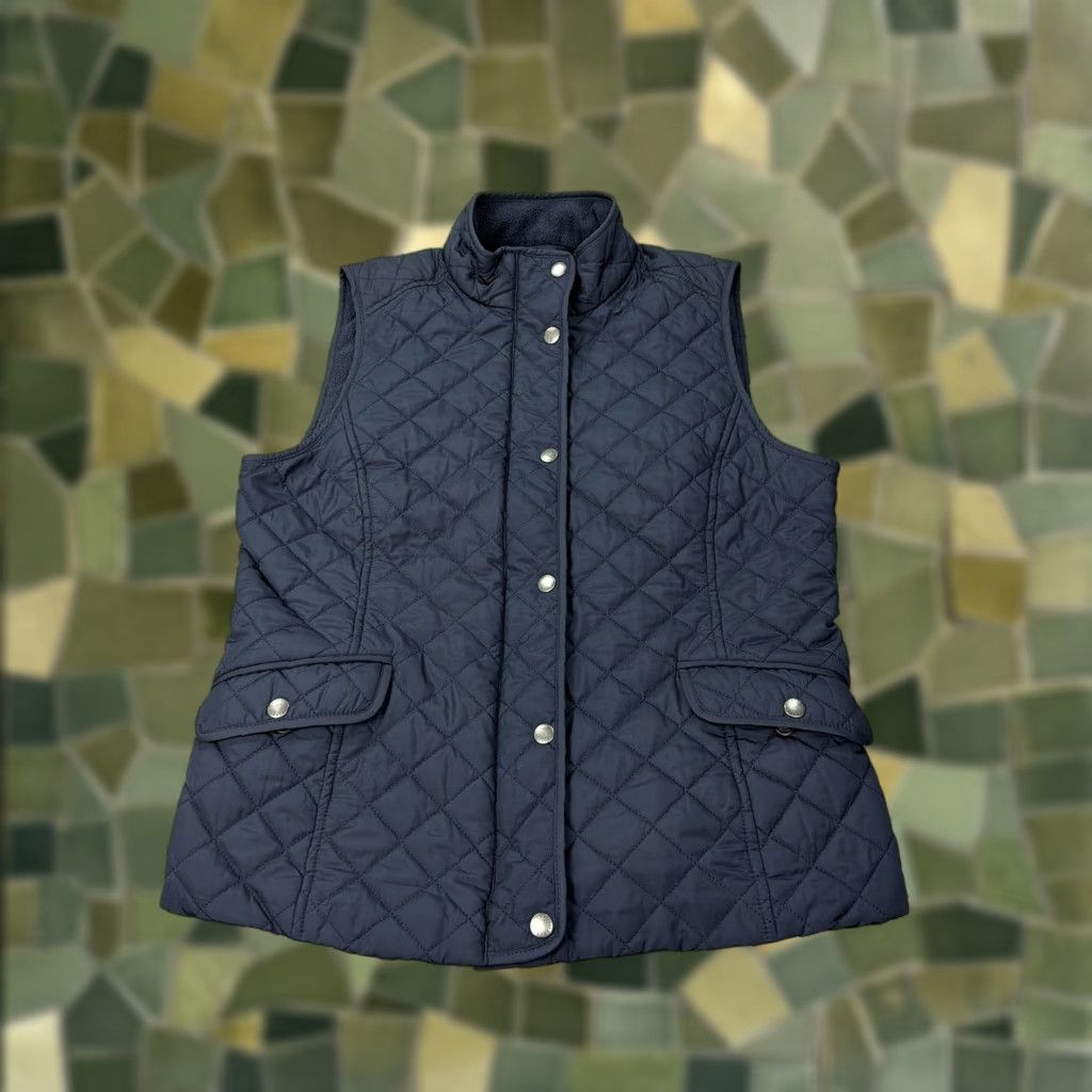 Talbots Talbots Vest Womens Medium Petite Navy Quilted Fleece Lined Zip Snap Puffer Size M / US 6-8 / IT 42-44 - 1 Thumbnail