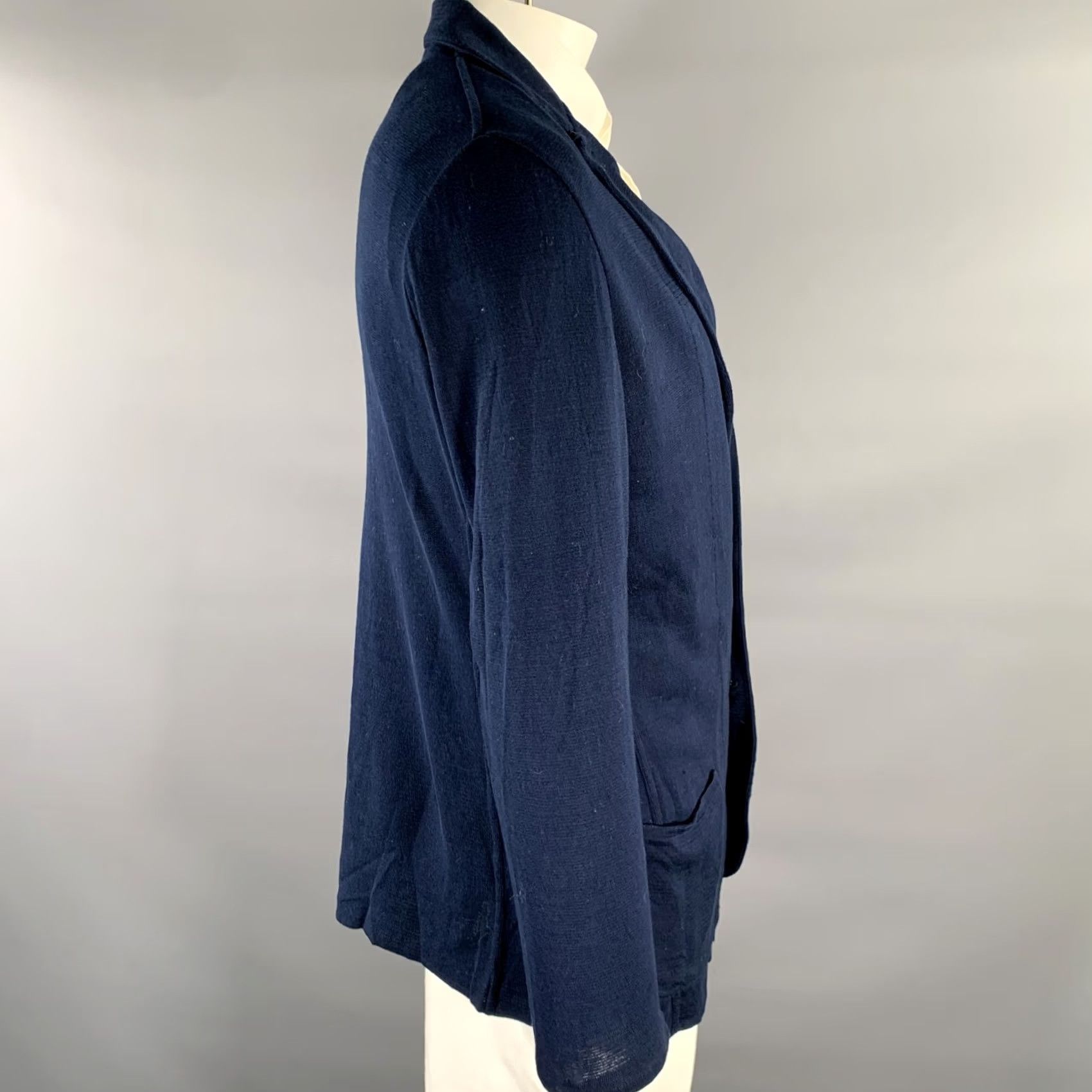 Lardini LARDINI Sport Coat Navy Heather Cotton Notch Lapel Size 44 Mens Size US S / EU 44-46 / 1 - 2 Thumbnail