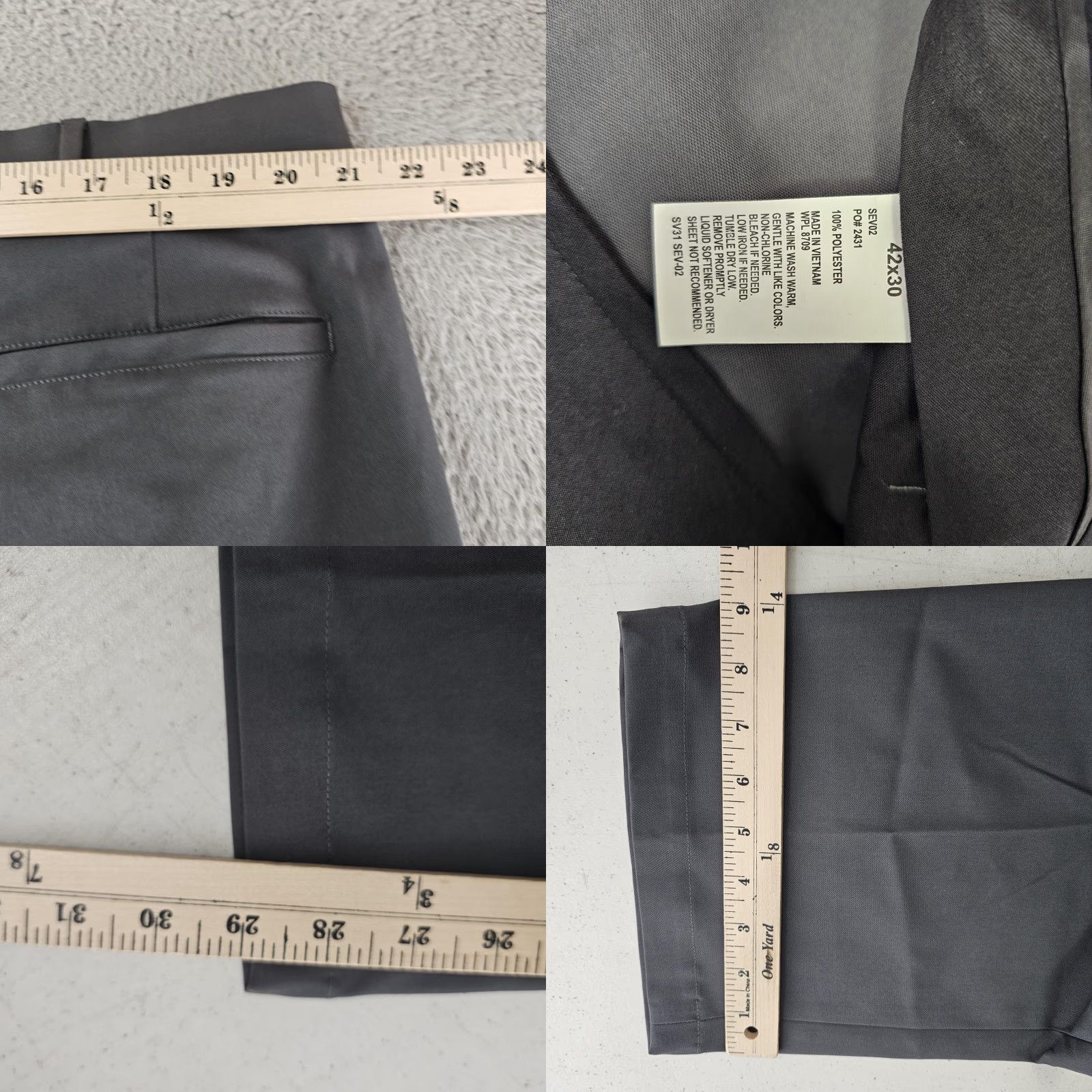 Vintage SCOTTeVEST Pants Mens 42x30 Gray Travel Tech Lightweight Polyester Chino Casual Pants Mens Gray 42x30 Regular Flat Front Zip Fly Pockets Polyester Size US 42 / EU 58 - 8 Thumbnail