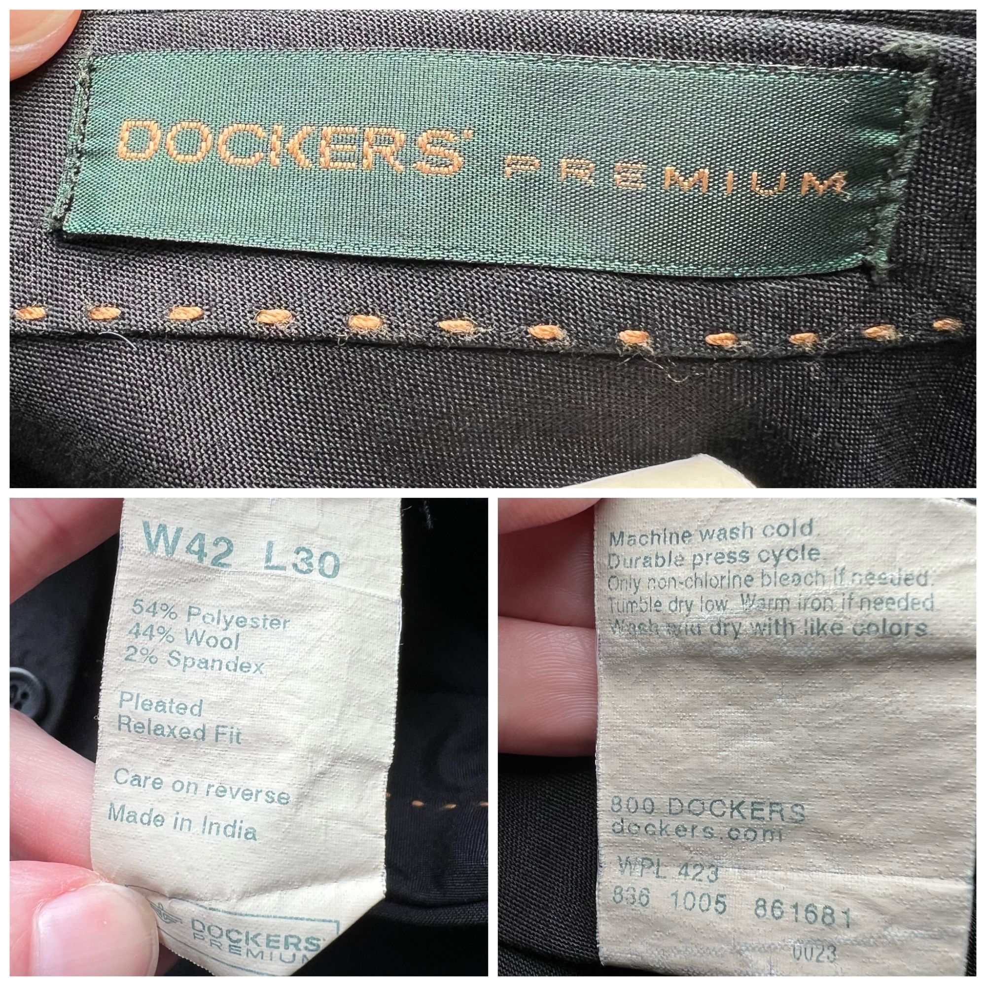 Dockers VTG Dockers Premium Wool Blend Trousers Black Pleated 42 X 3 Size US 42 / EU 58 - 3 Thumbnail