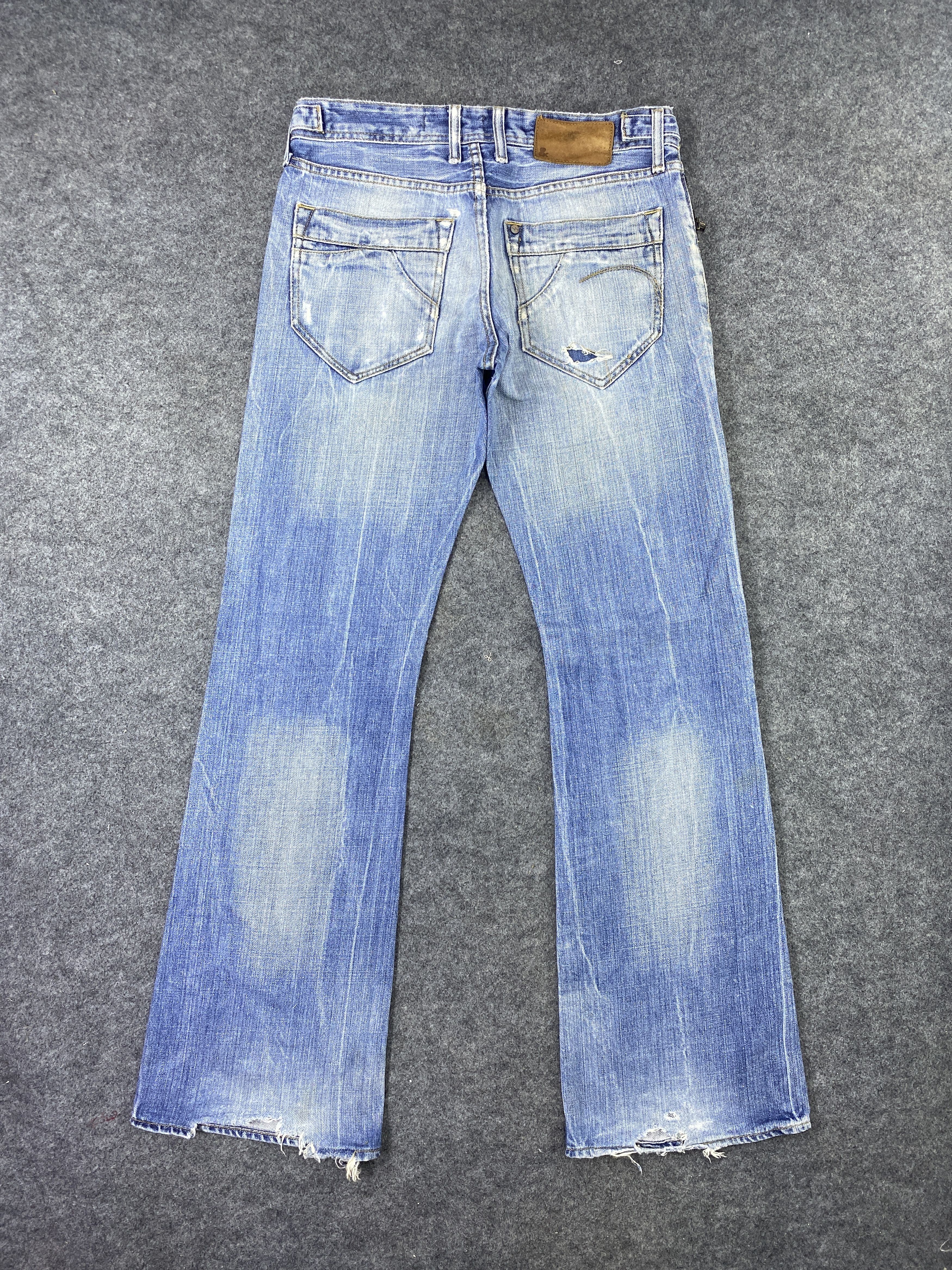 Jean & Distressed Blue Wash Flare Denim - J974 Size US 32 / EU 48 - 3 Thumbnail