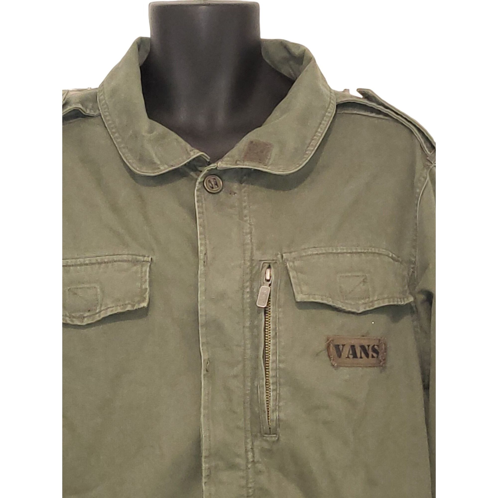 Vans Vans Off The Wall Army Green Cargo Jacket Men Sz M Full Zip Size US M / EU 48-50 / 2 - 2 Thumbnail