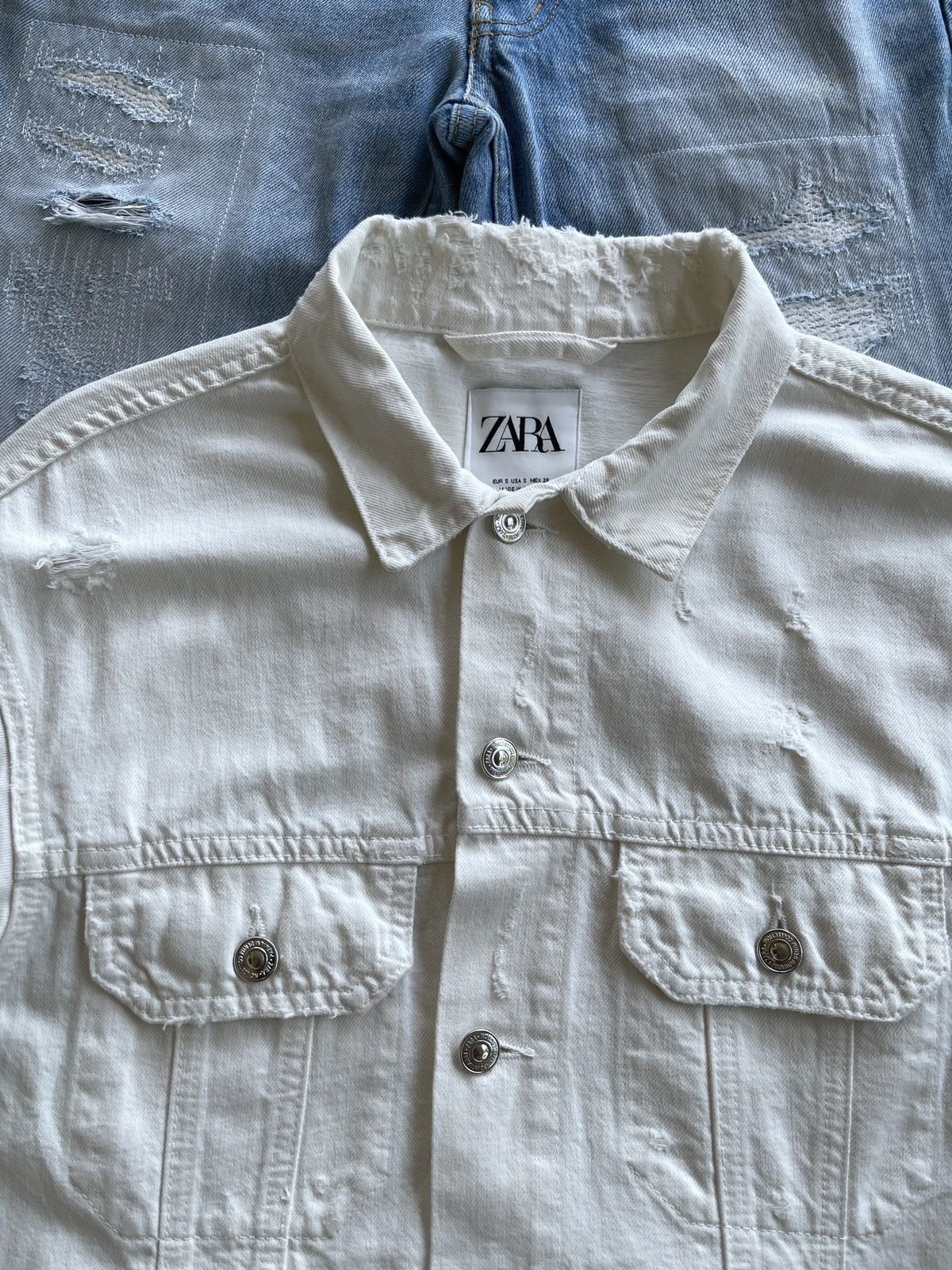 Zara Distressed Denim Trucker Jacket Size US S / EU 44-46 / 1 - 4 Thumbnail