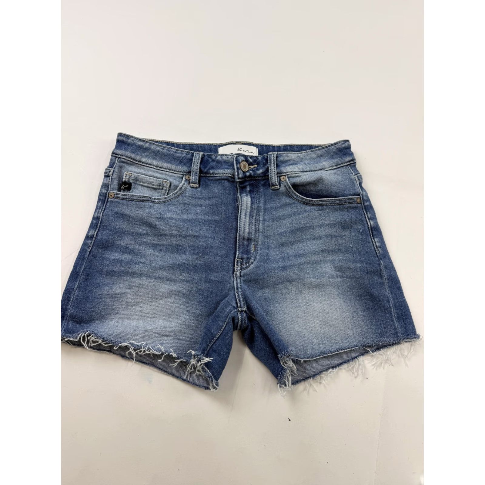 Vintage KanCan Shorts Womens L Blue Denim Cutoff Raw Hem Stretch 5 Pocket Casual KC9208M Size 36" / US 14 / IT 50 - 2 Thumbnail