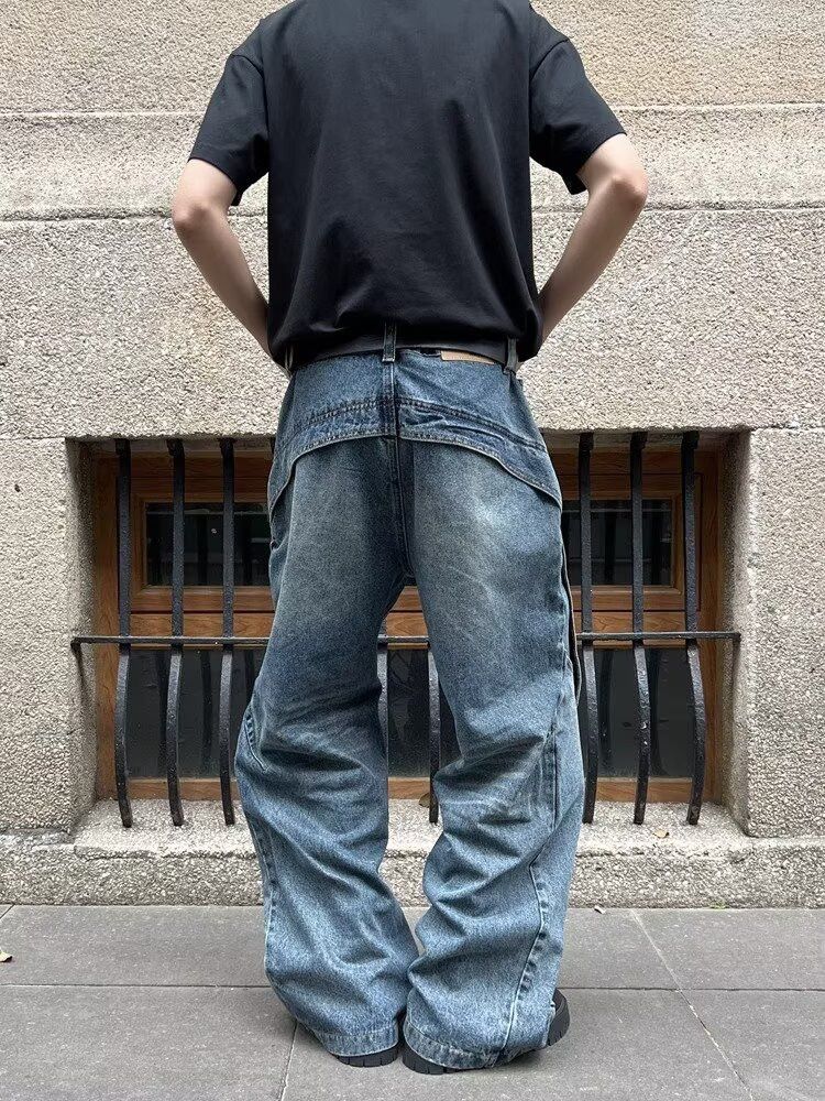 Other Ropa Streetwear Pleated Layer Jeans Baggy Y2K Size US 33 - 2 Thumbnail