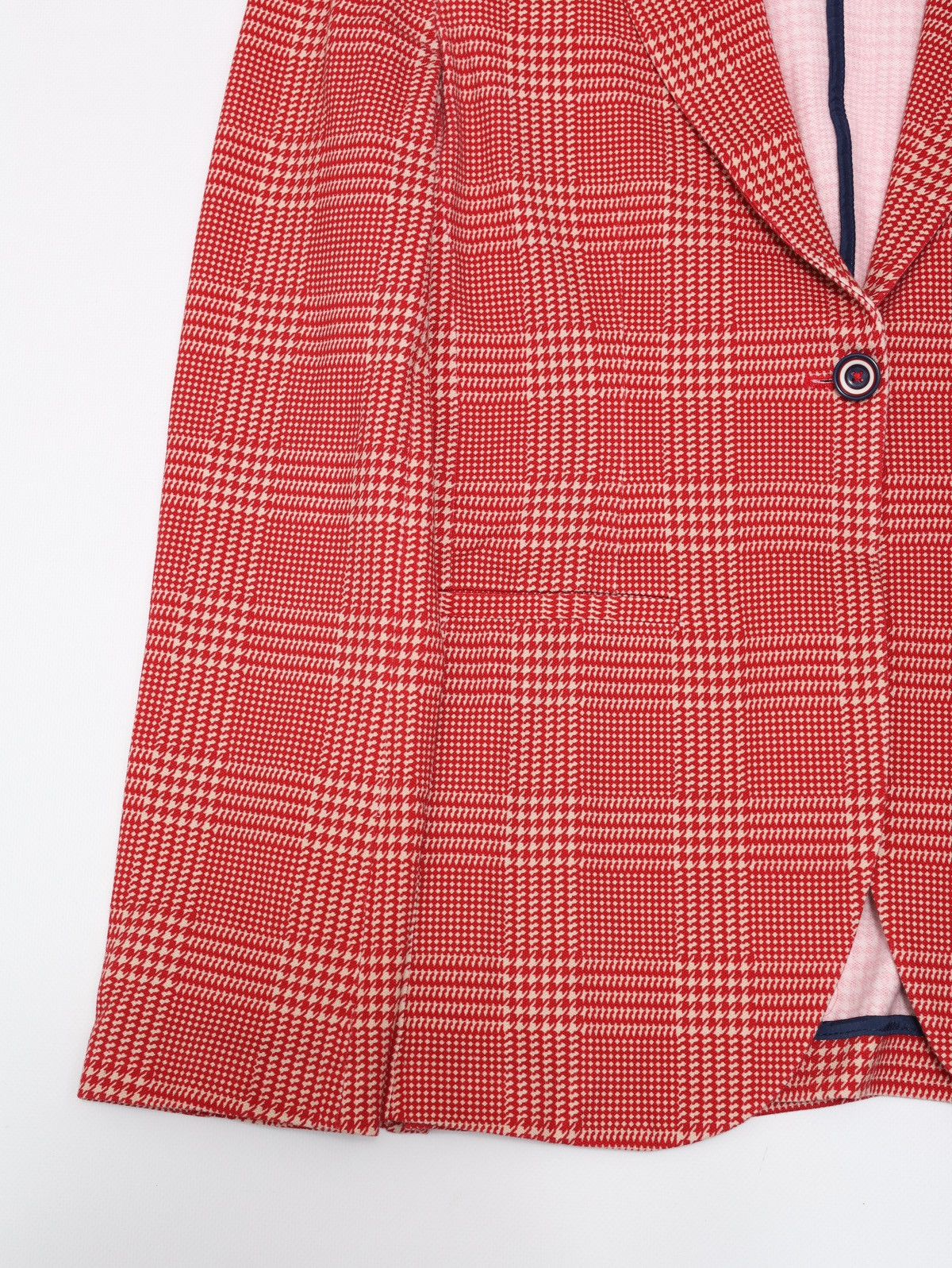 Circolo 1901 Circolo 1901 Red White Houndstooth Blazer Cotton Elastane Size L / US 10 / IT 46 - 2 Thumbnail