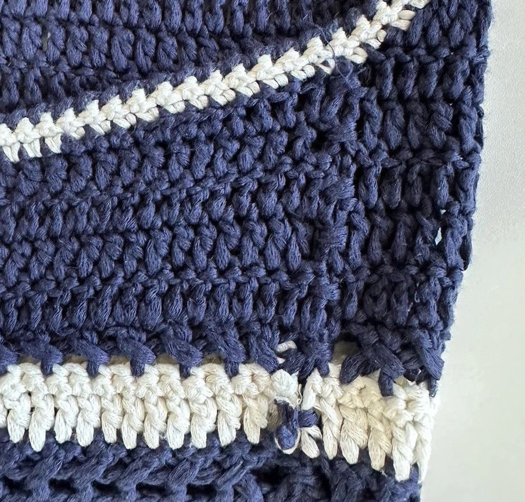 Other Y2K Lovemarks Halter Top Crochet Large Navy Stripes Tasseled Size L / US 10 / IT 46 - 9 Thumbnail