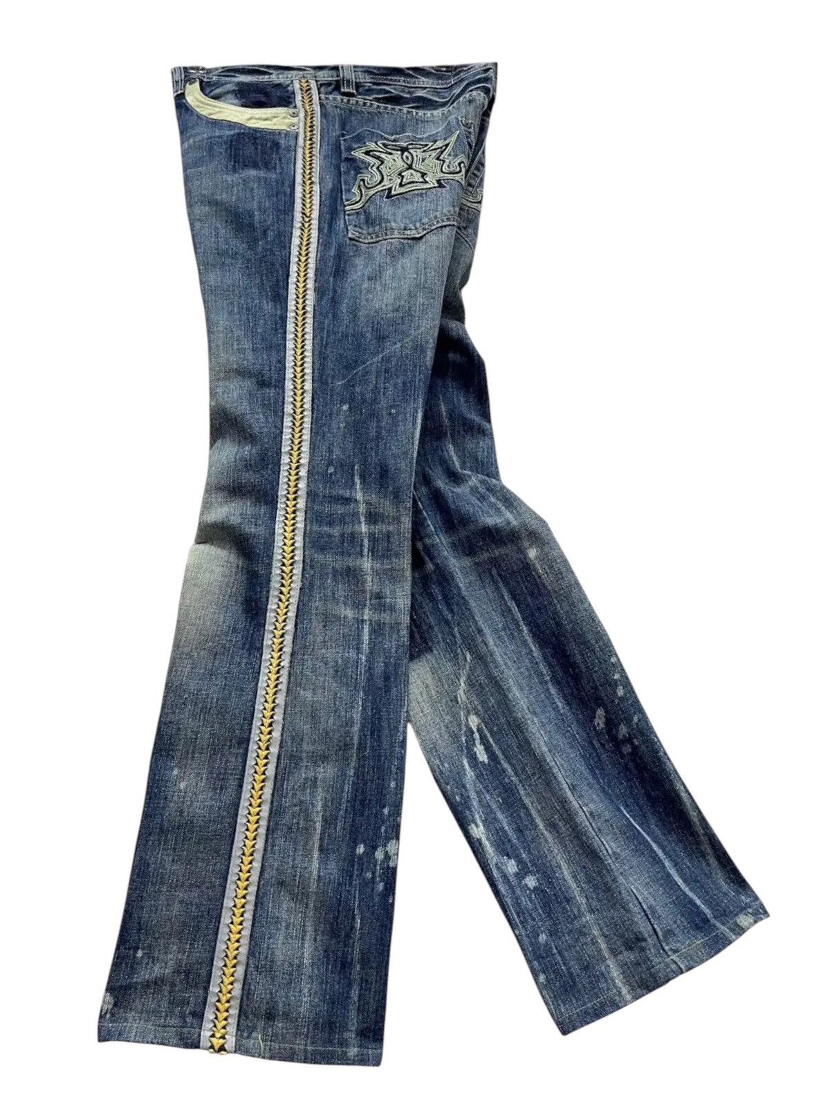 Parasuco PUNK FLARE🔥PARASUCO DENIM LEGEND Distressed Tribal Jeans💥 Size US 33 - 1 Thumbnail