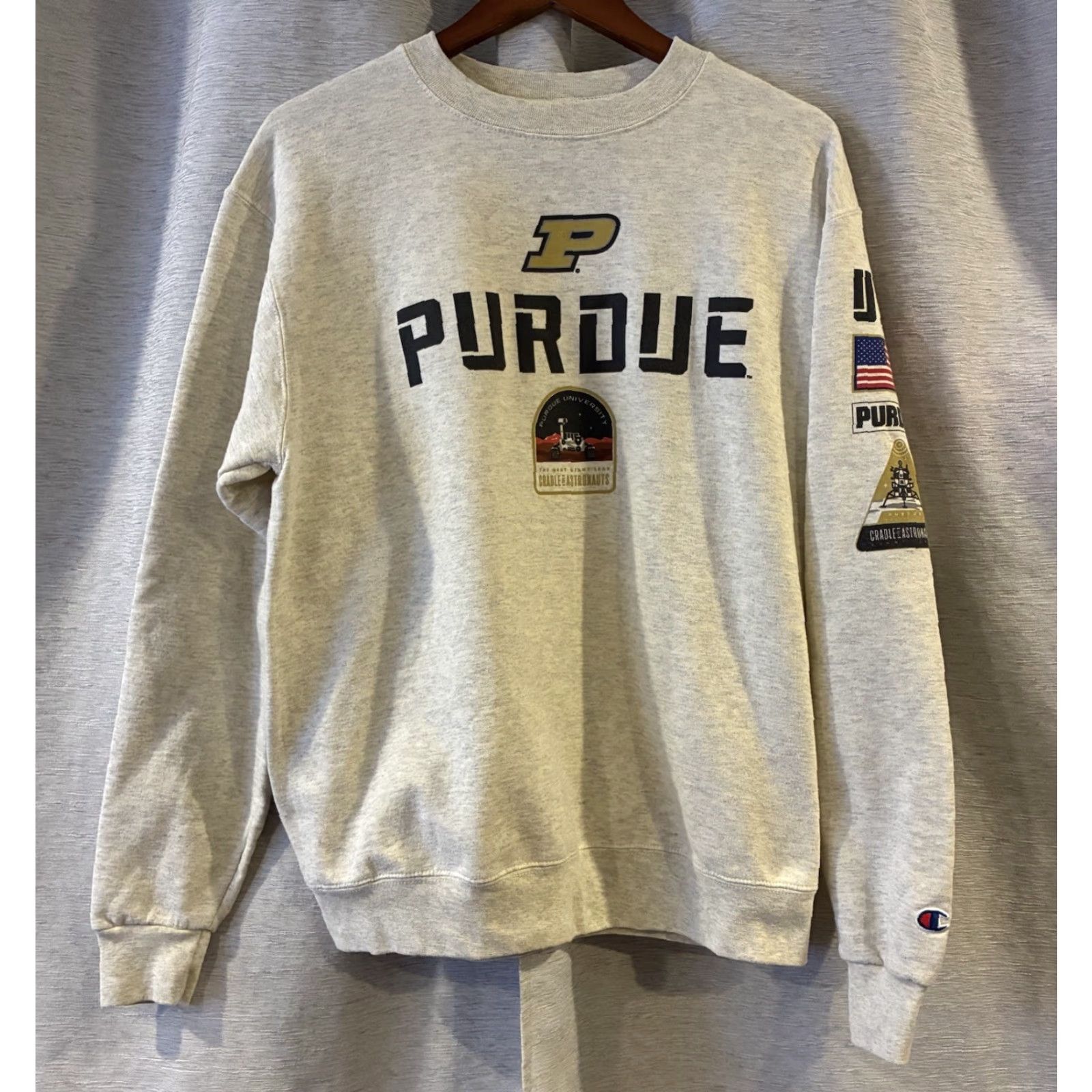 Champion VINTAGE Champion Purdue Cradle of Astronauts Space Patch Hoodie Men Size US M / EU 48-50 / 2 - 2 Thumbnail