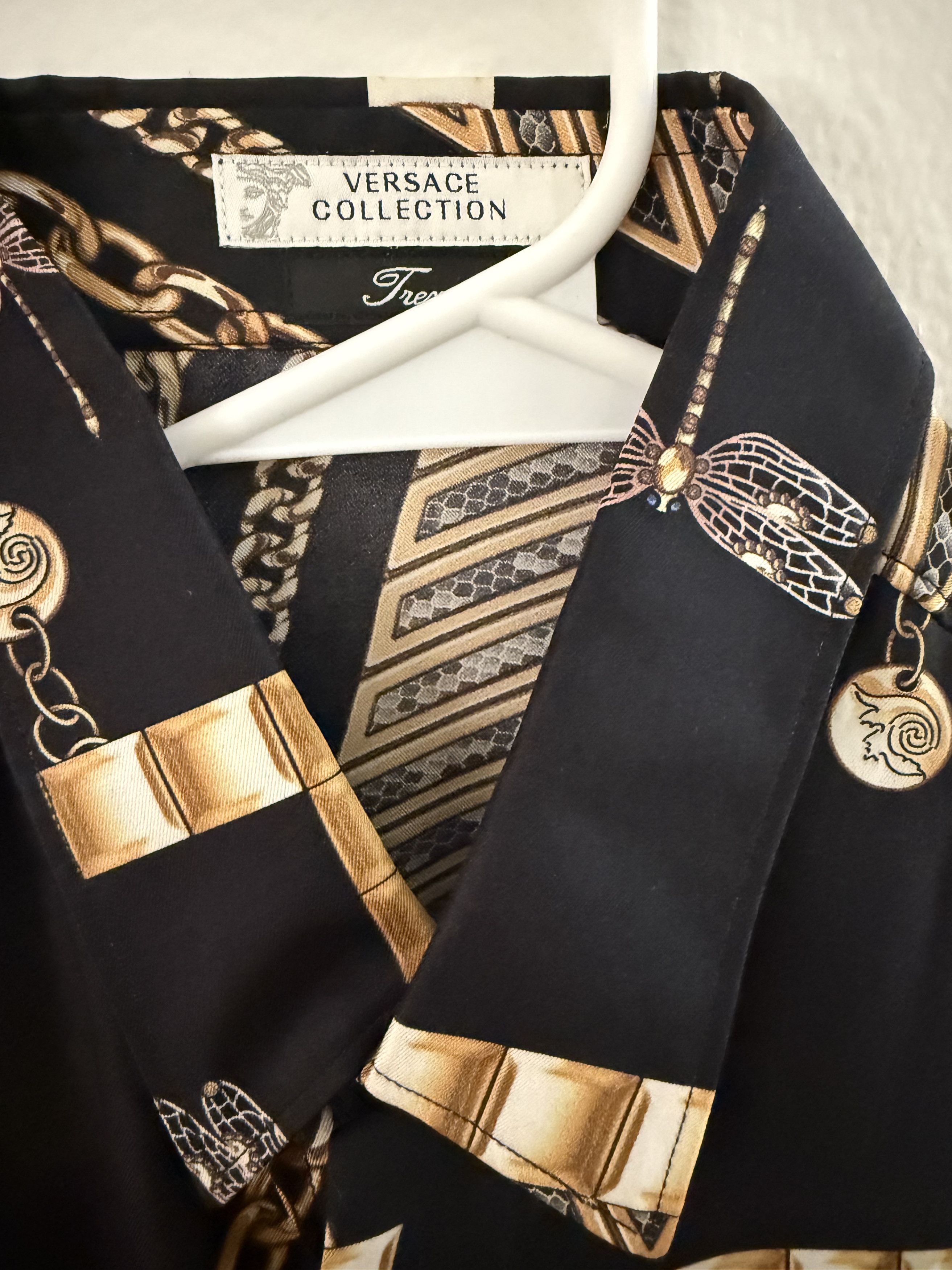 Versace Gold Baroque Print Silk Shirt (S/M) Size US M / EU 48-50 / 2 - 3 Thumbnail