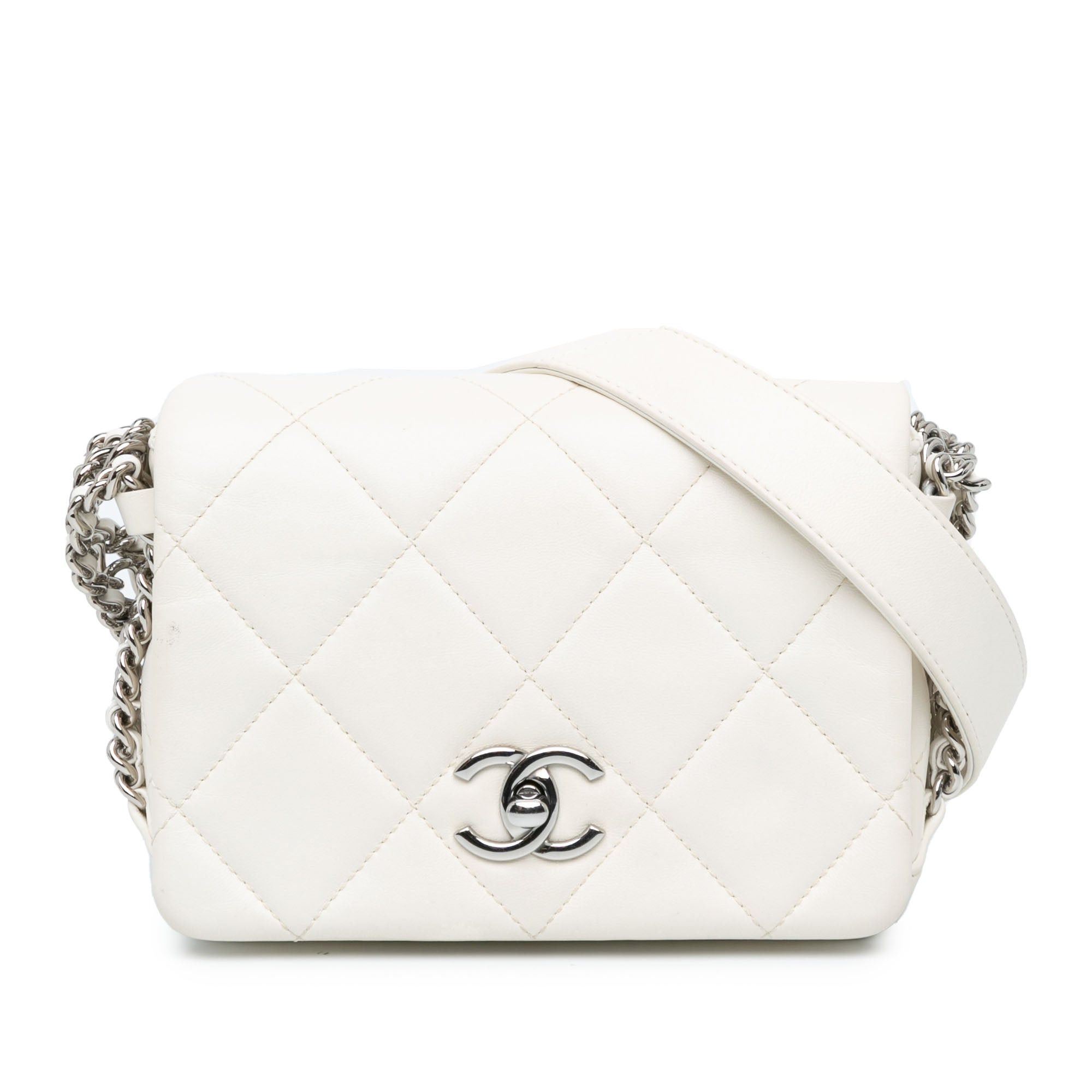 Chanel Chanel Mini Quilted Lambskin Chain Rows Flap White Size ONE SIZE - 1 Thumbnail