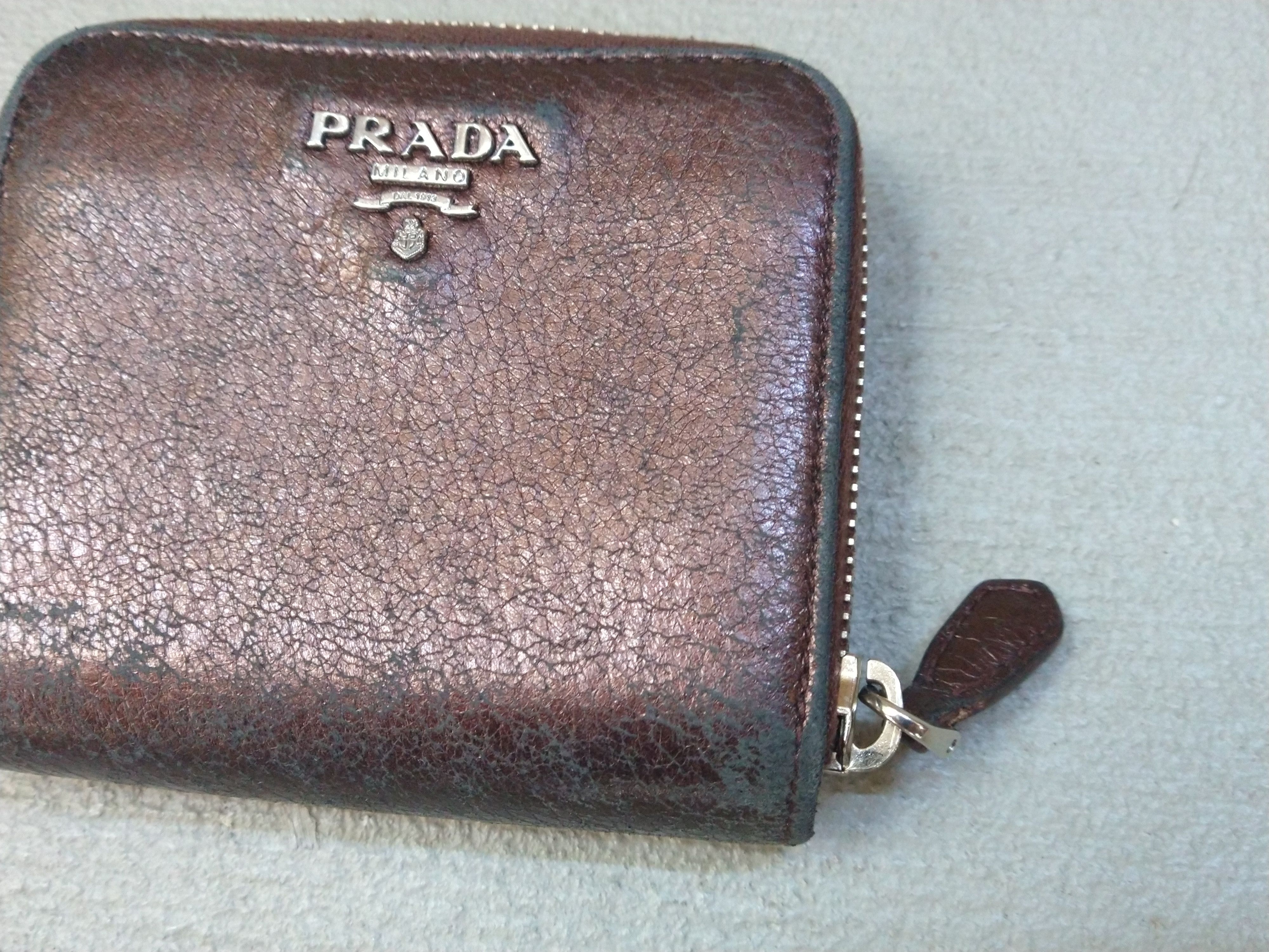 Prada × Vintage Prada Wallet Metallic Brown Leather Zip Bifold Y2K Size ONE SIZE - 3 Thumbnail