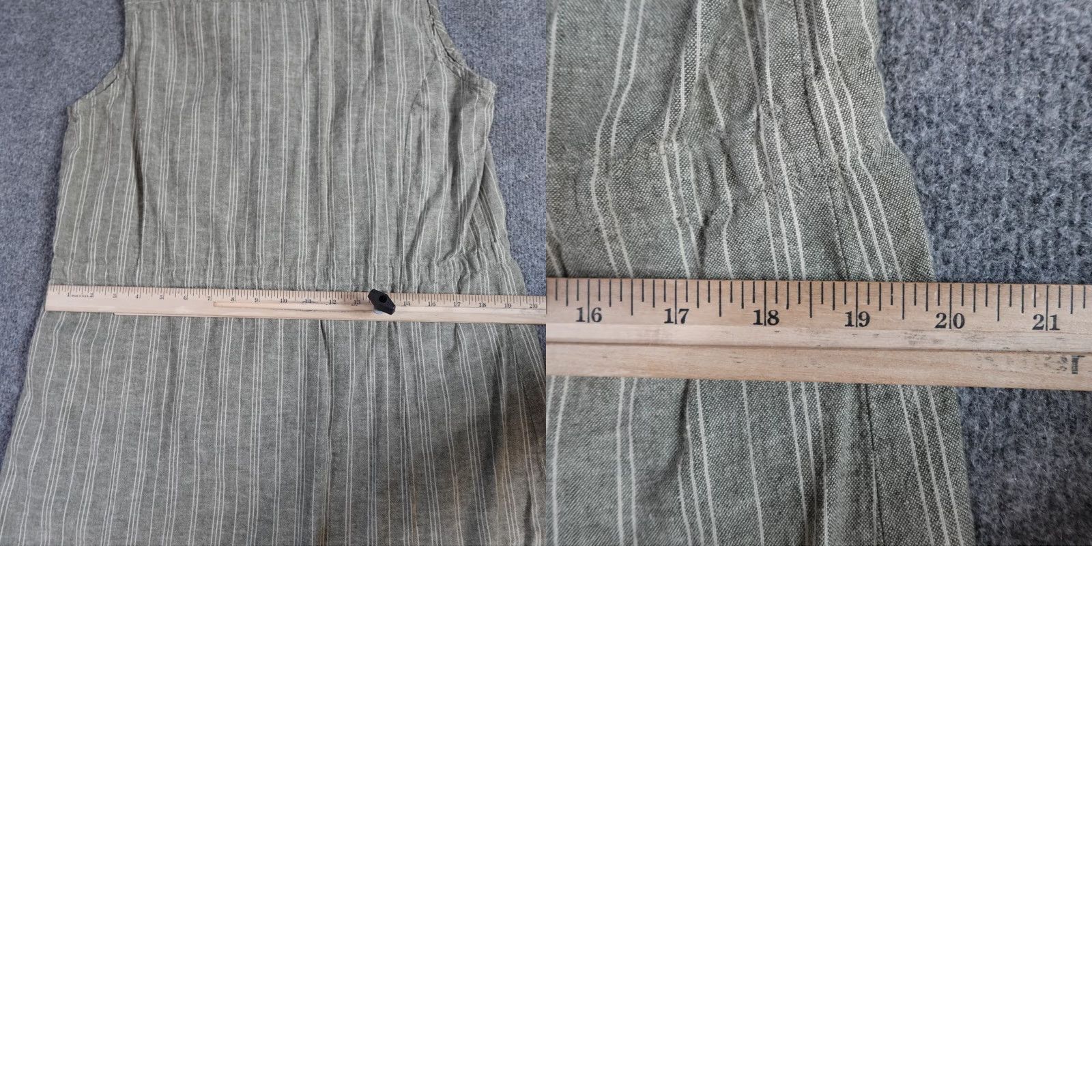 Vintage ESMARA Dress Shirt Dress Striped Green Belted Sleeveless Knee Length Cotton Linen Blend 14 Size XL / US 12-14 / IT 48-50 - 8 Thumbnail