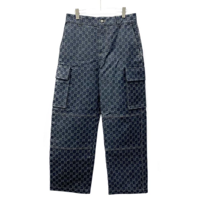 Gucci Gucci Blue logo jacquad full-print cotton casual workwear d Size US 30 / EU 46 - 1 Thumbnail