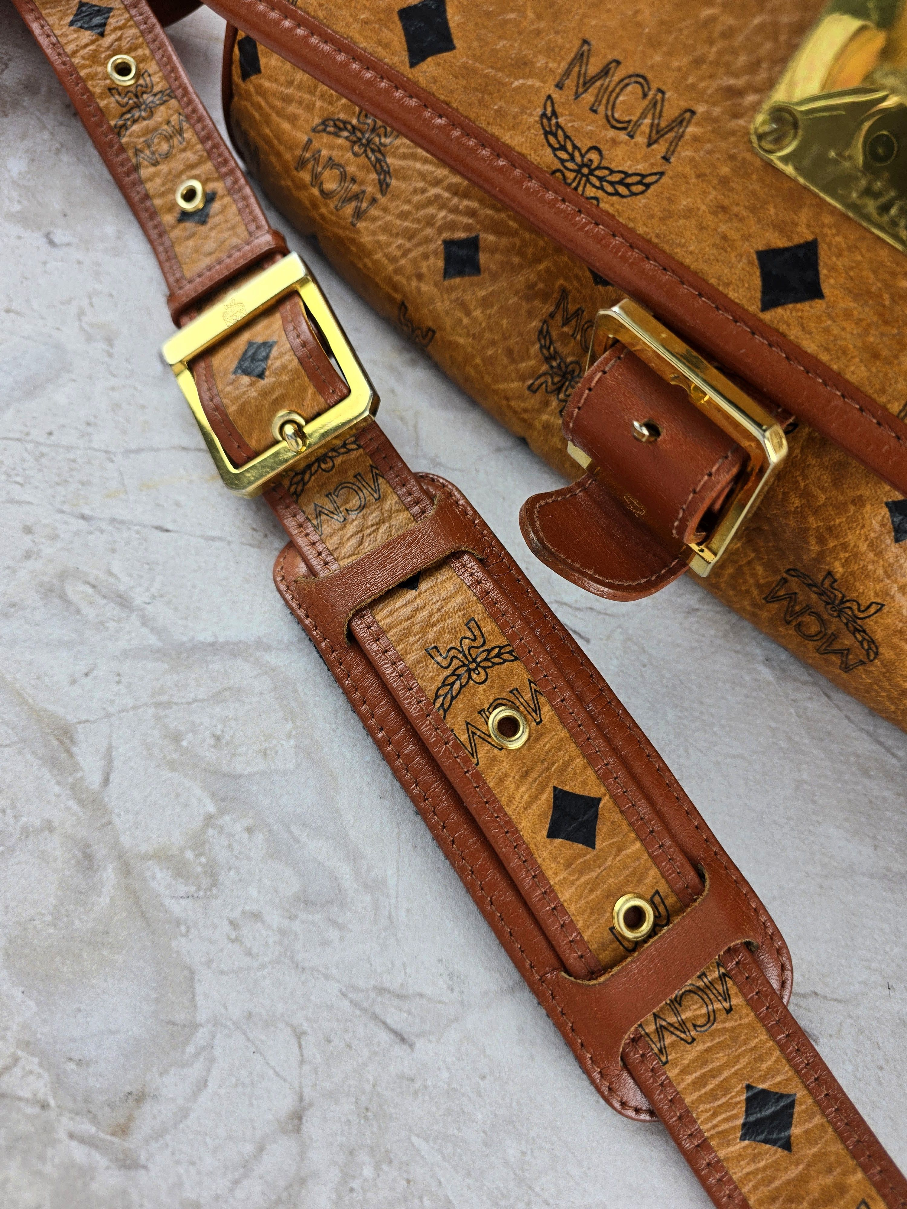 MCM MCM Satchel Bag Vintage Cognac Monogram leather Size ONE SIZE - 12 Thumbnail