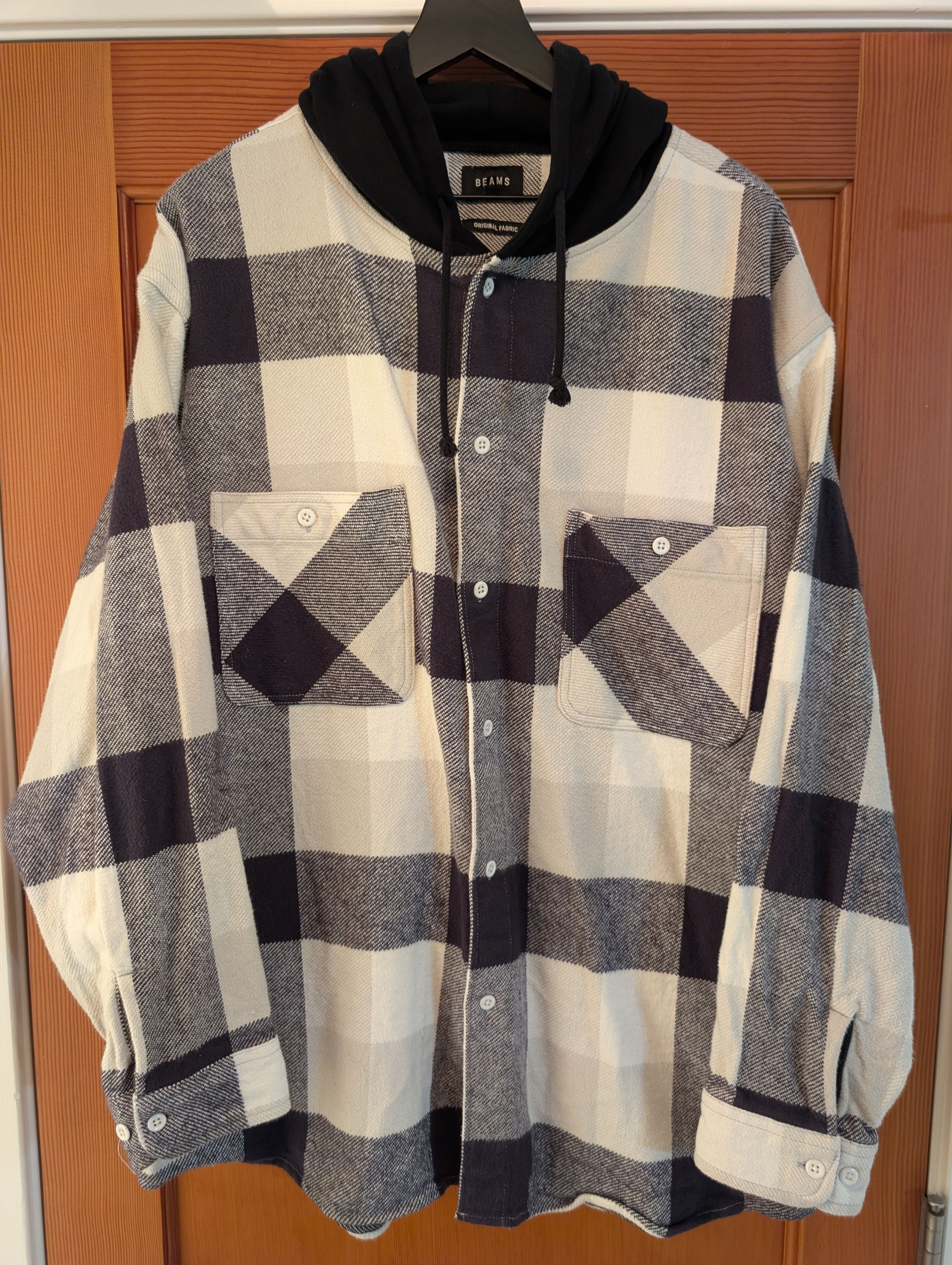 Beams Japan Hooded Cotton Check Nel Flannel Size US L / EU 52-54 / 3 - 1 Thumbnail
