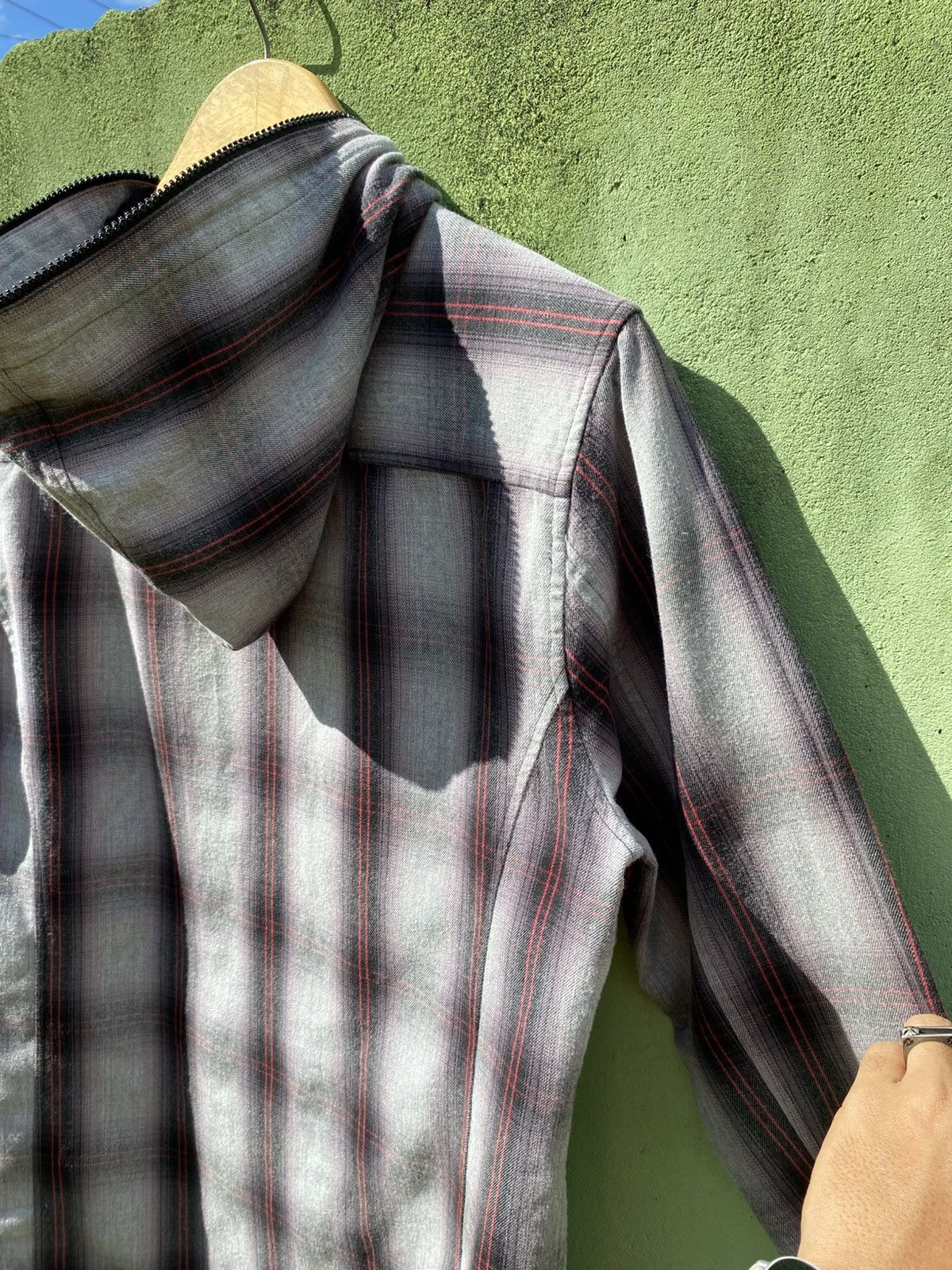 Japanese Brand Net Man Slim Fit Classic Grey Plaid Hoodie Full Zip Casual Size US L / EU 52-54 / 3 - 13 Thumbnail