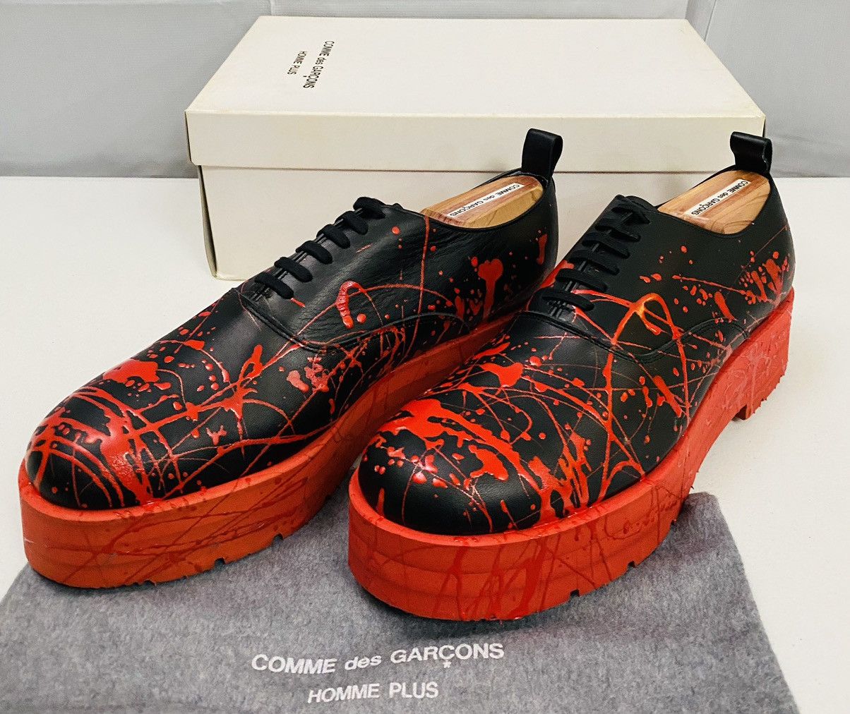 Comme des Garcons Homme Plus CDGHP 🇯🇵 black calf red platform gum sole derby 7 25 NEW Size US 7 / EU 40 - 9 Thumbnail