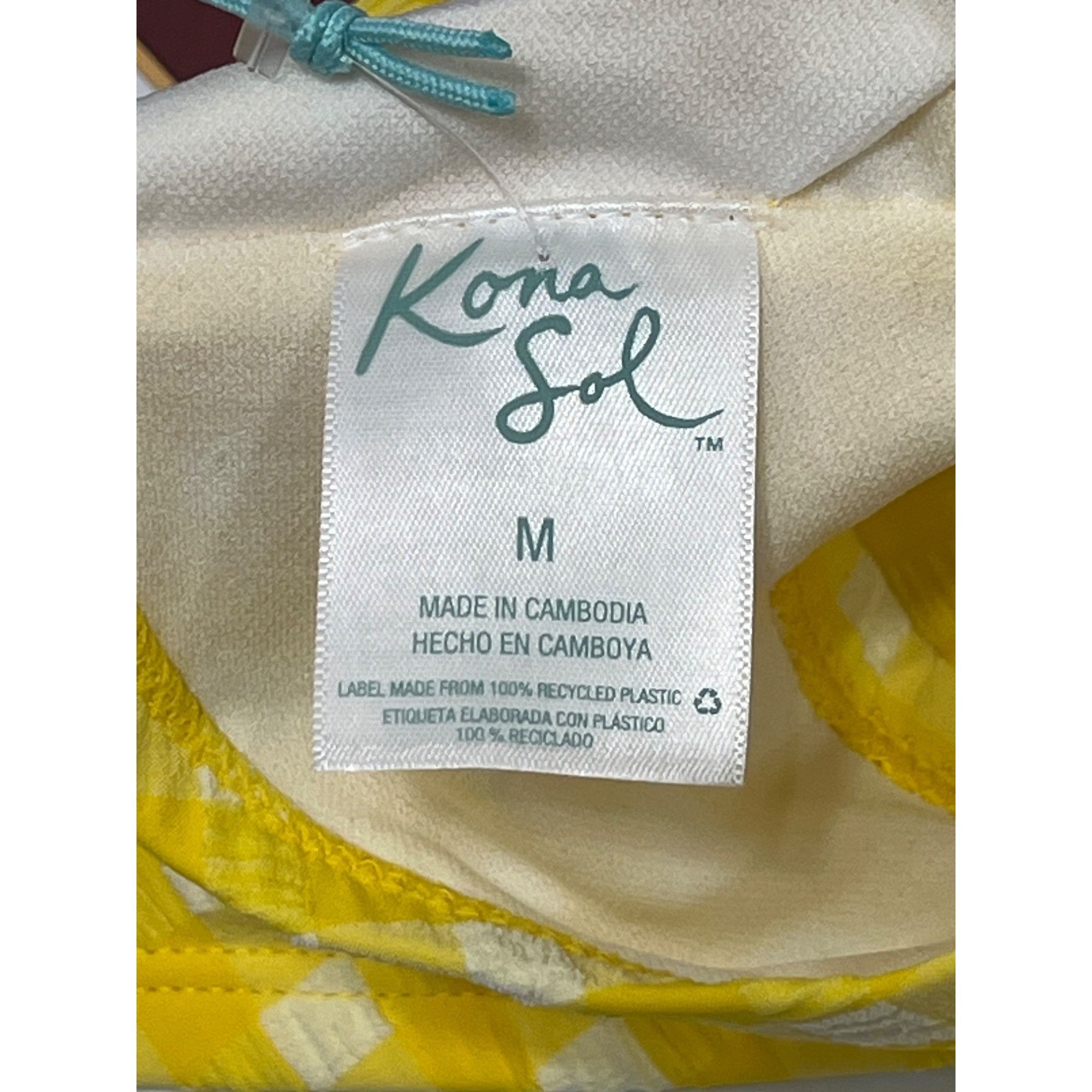 Other Kona Sol - Women's Textured Gingham Triangle Bikini Top - Ye Size ONE SIZE - 7 Thumbnail