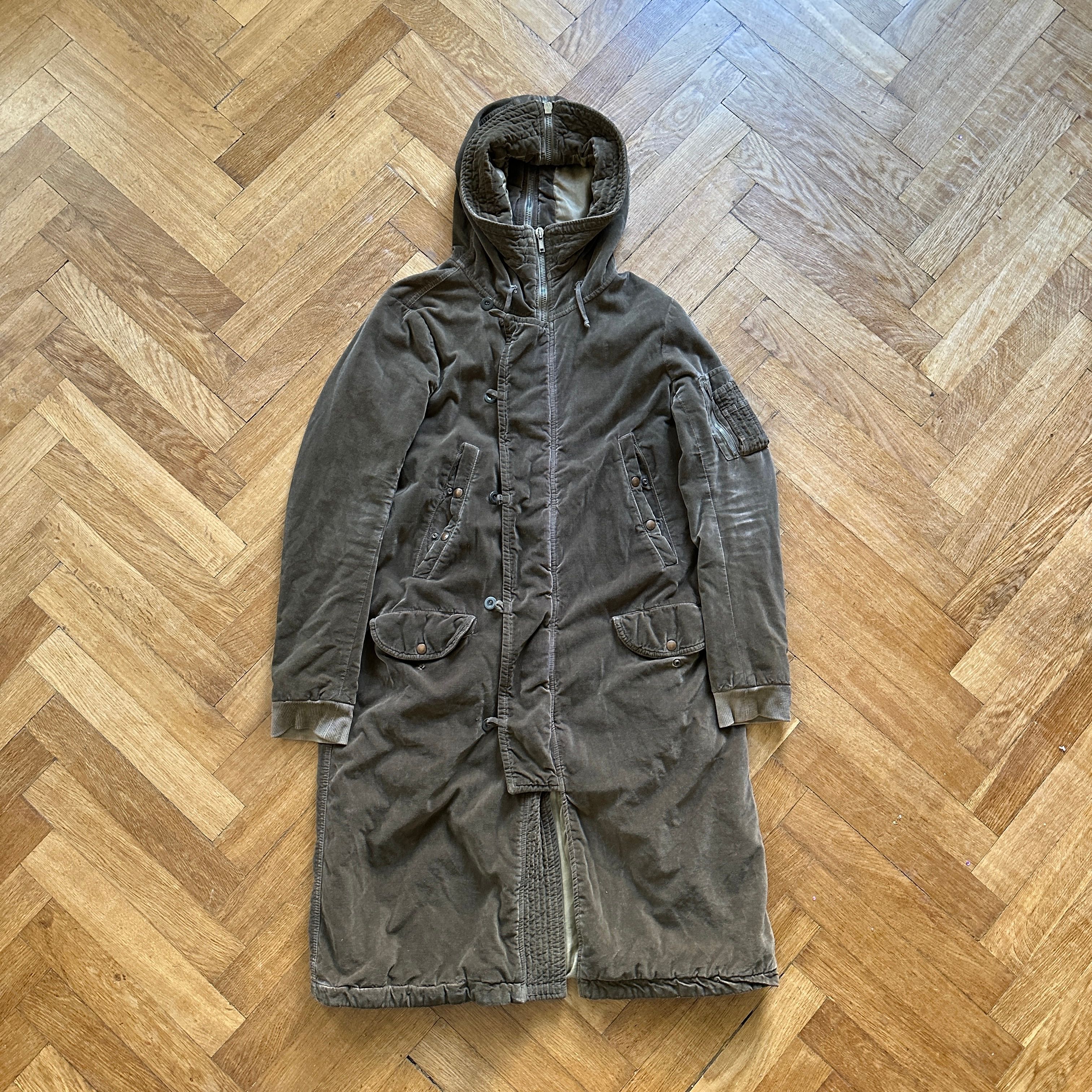 Pre-owned Rick Owens Aw08 Crushed Velvet Parka In Brown