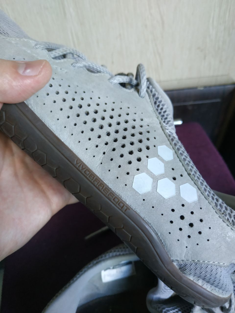Vivobarefoot Vivobarefoot Primus Trio Grey Leather Mesh Shoes EU 45 US 12 Size US 12 / EU 45 - 4 Thumbnail
