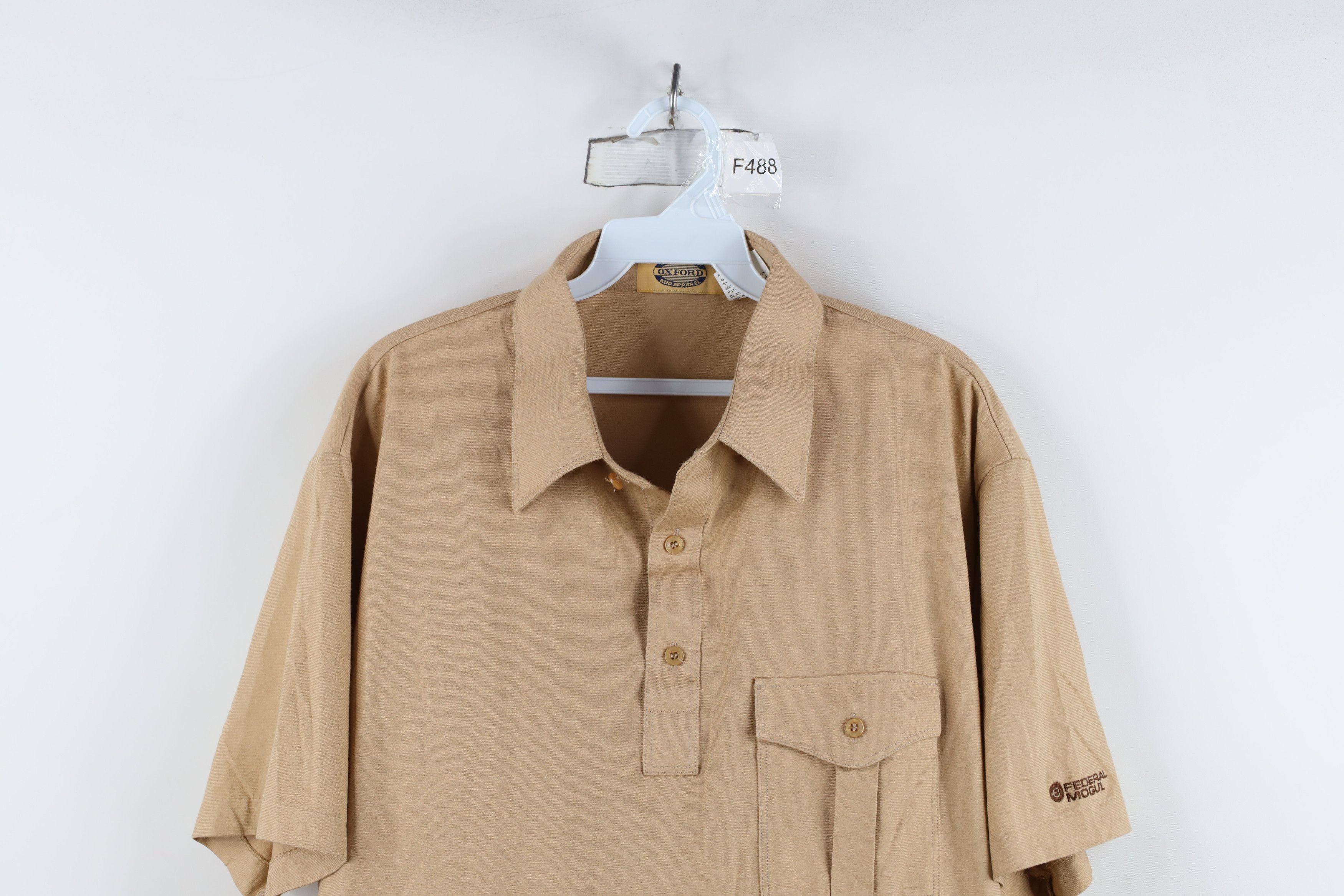 Vintage Vintage 70s 80s Streetwear Collared Polo Shirt Beige Tan Size US XL / EU 56 / 4 - 2 Thumbnail
