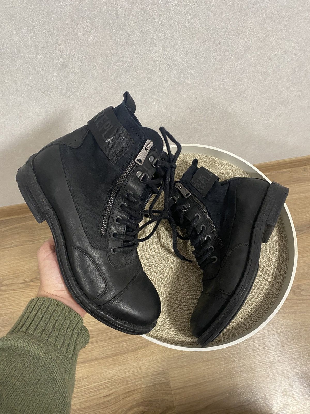 Replay Lace-UP AS98 style Biker Ancle Boots Rick Owens Vibe