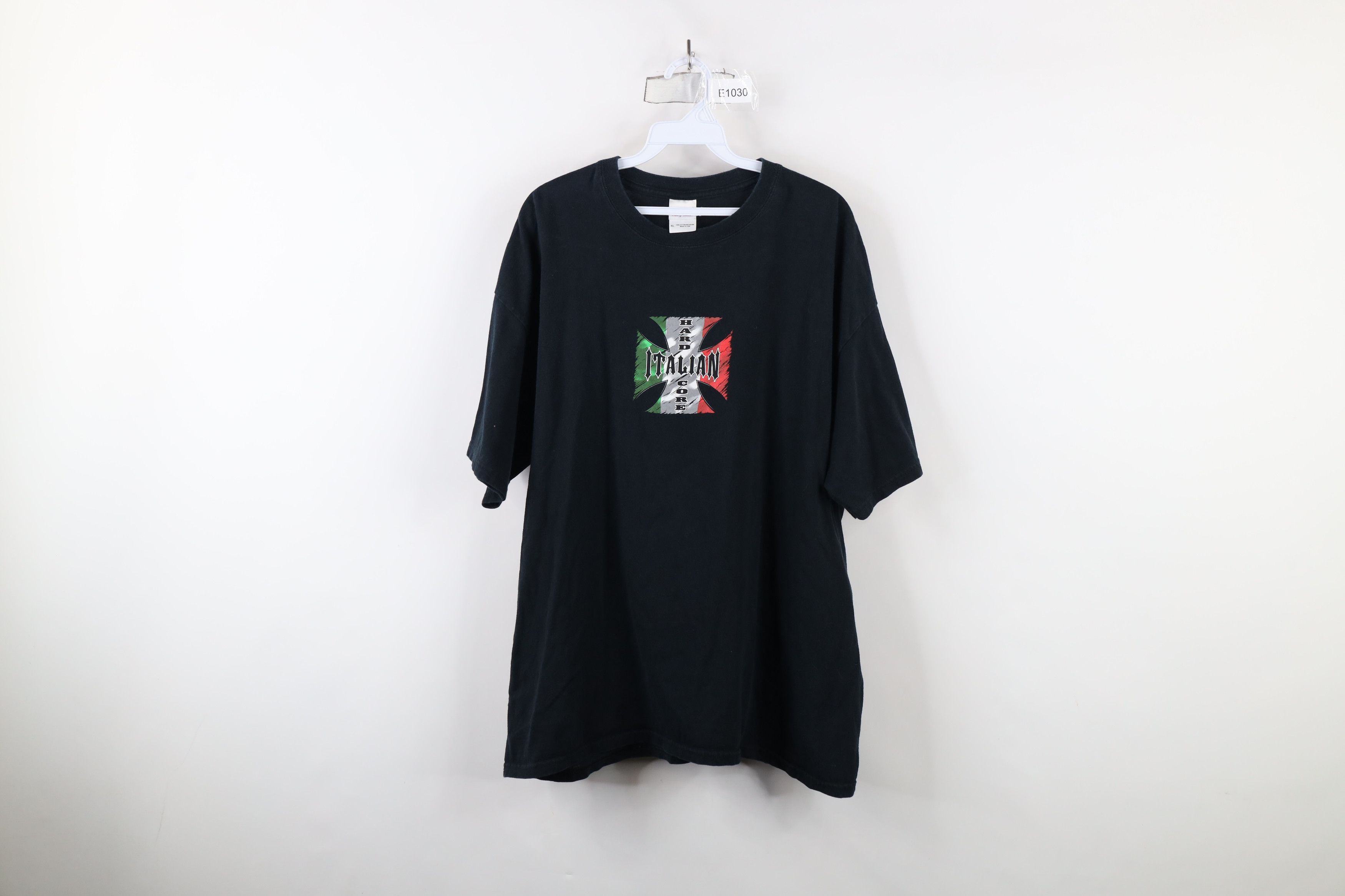 Vintage Vintage 90s Streetwear Cross Italian Hard Core T-Shirt Black Size US XL / EU 56 / 4 - 1 Thumbnail