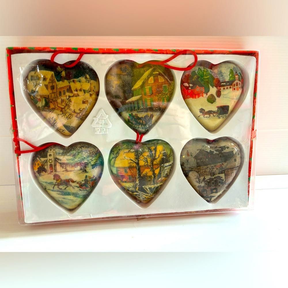 Designer Vintage Paper Mache Heart Ornaments Size ONE SIZE - 1 Thumbnail