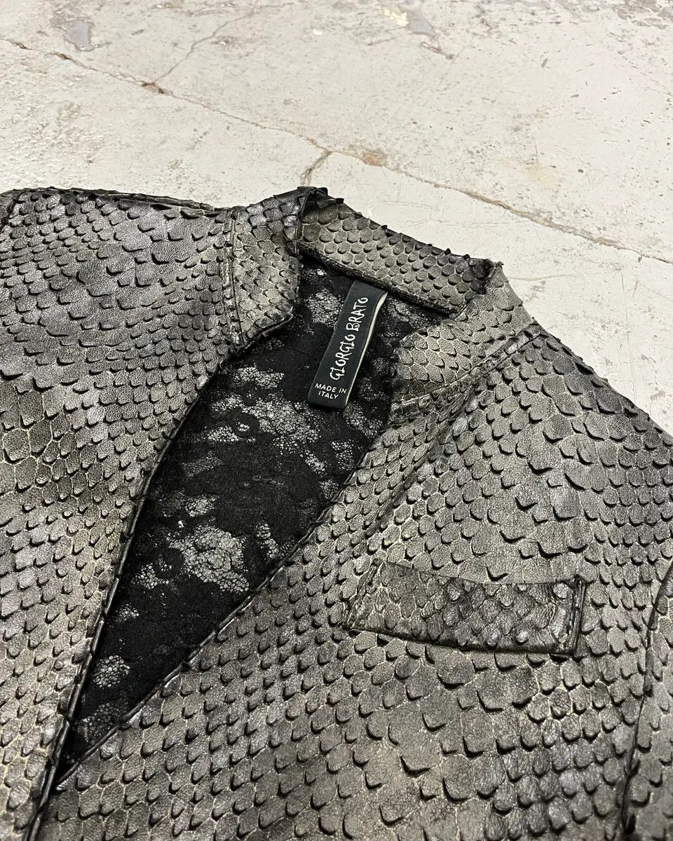 Giorgio Brato Giorgio Brato Grey Leather Snakeskin Effect Blazer Jacket Size M / US 6-8 / IT 42-44 - 5 Thumbnail
