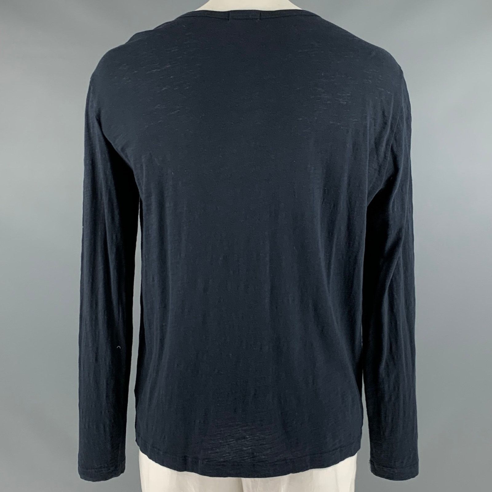 Theory THEORY Size XL Navy Cotton Henley Pullover Size US XL / EU 56 / 4 - 3 Thumbnail