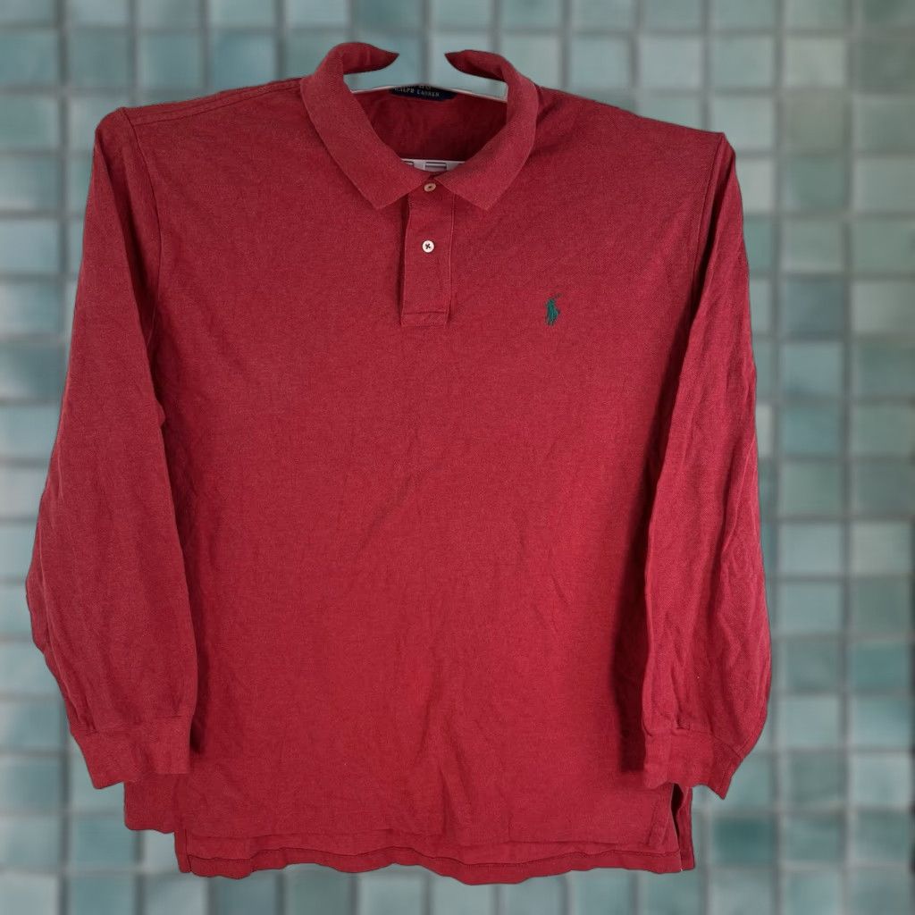 Polo Ralph Lauren VINTAGE Polo Ralph Lauren Polo Shirt Long Sleeve Mens 2XL Red Knit Solid Embroidered Logo 54" Chest Golf Rugb y Travel Size US XXL / EU 58 / 5 - 1 Thumbnail